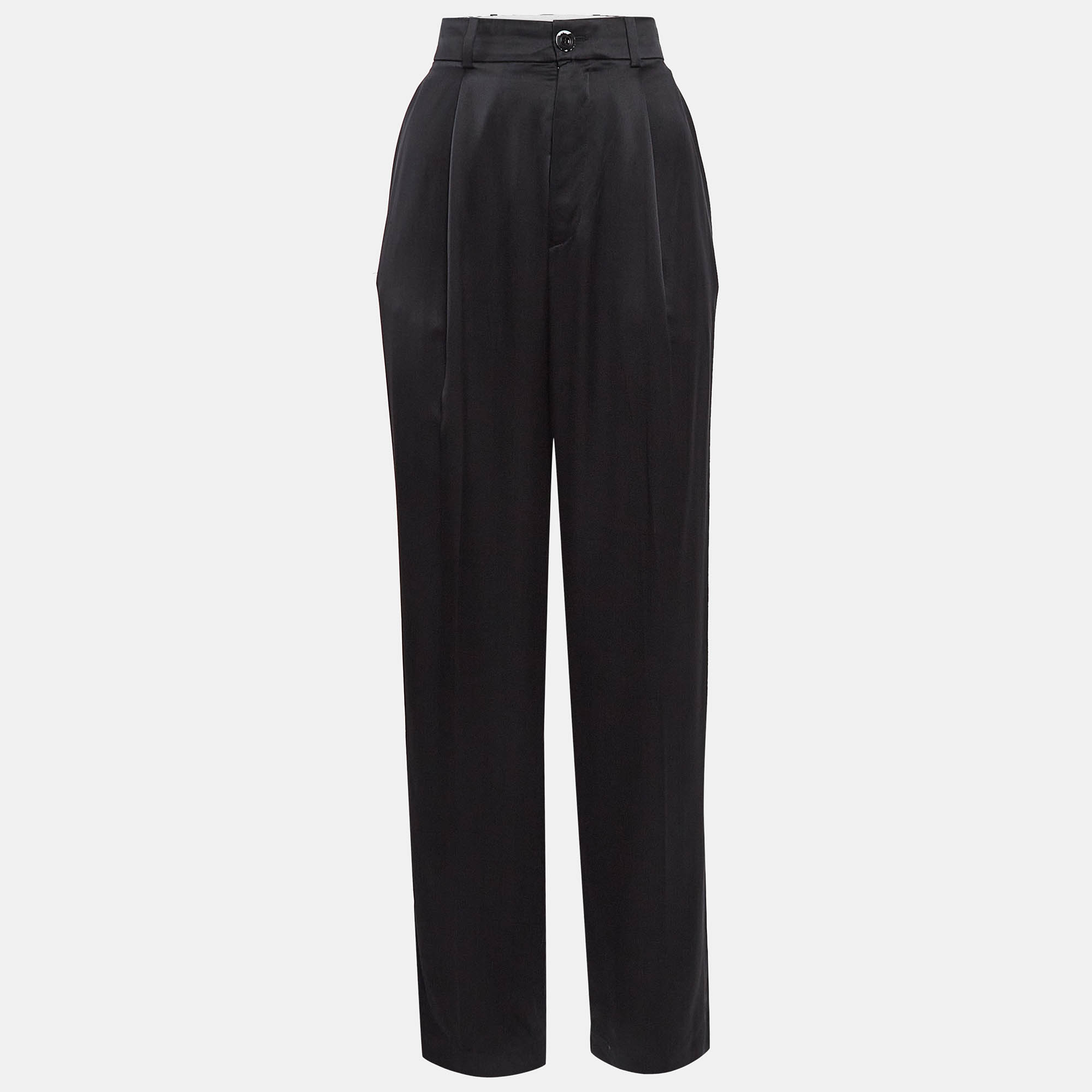 مملوكة مسبقًا Joseph Black Riska Satin Silk Trousers S