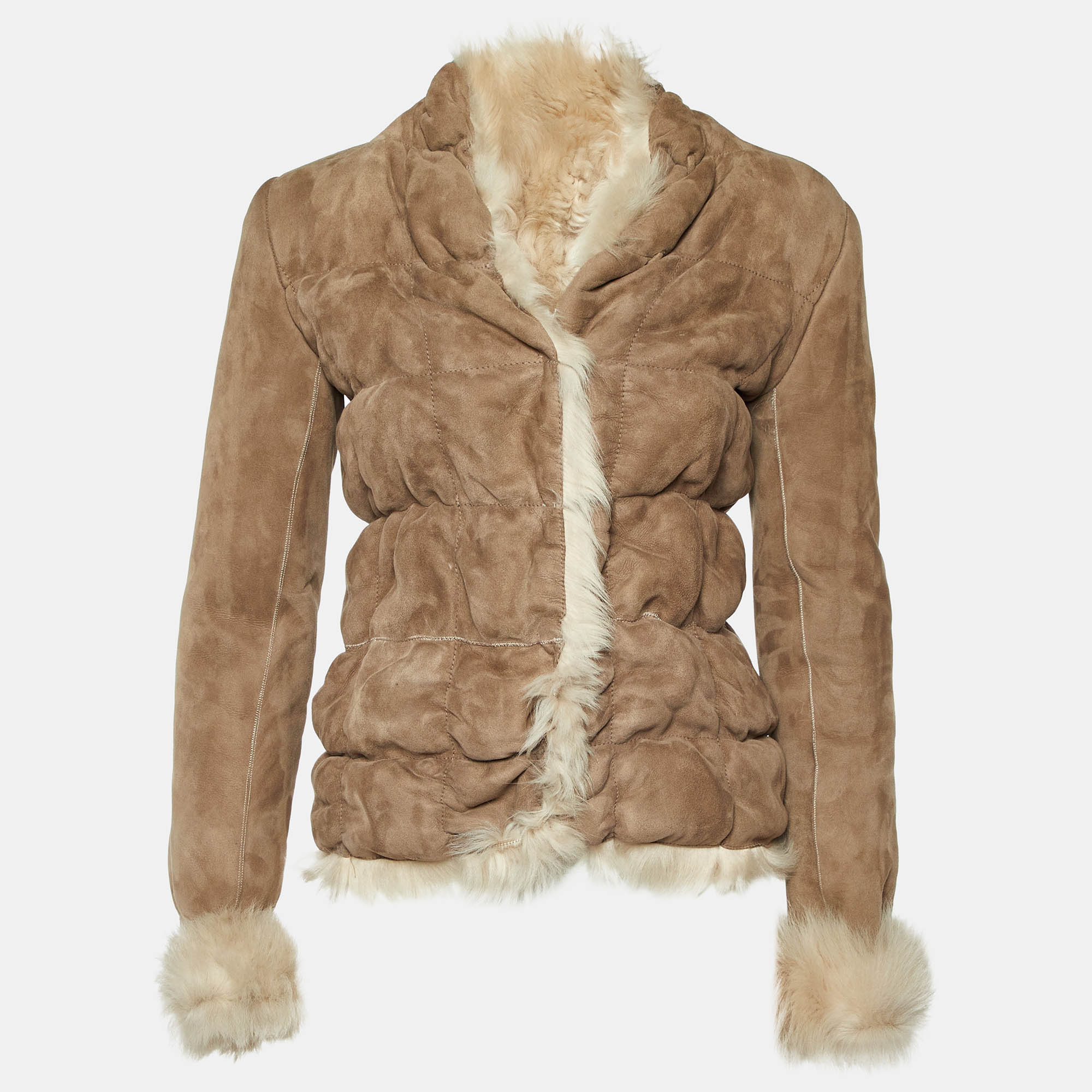 Joseph Beige Suede and Fur Jacket S