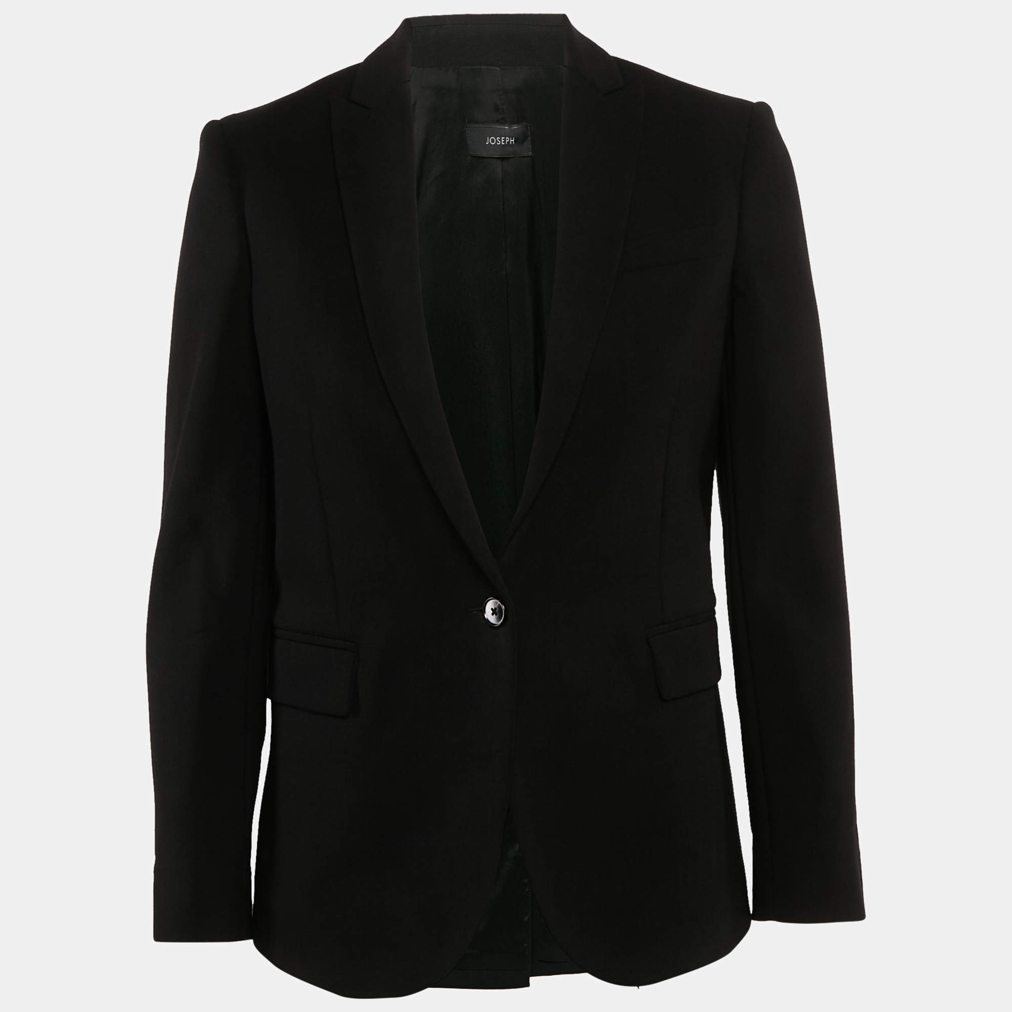 Pre Owned Joseph Black Virgin Wool Single Breasted Blazer S