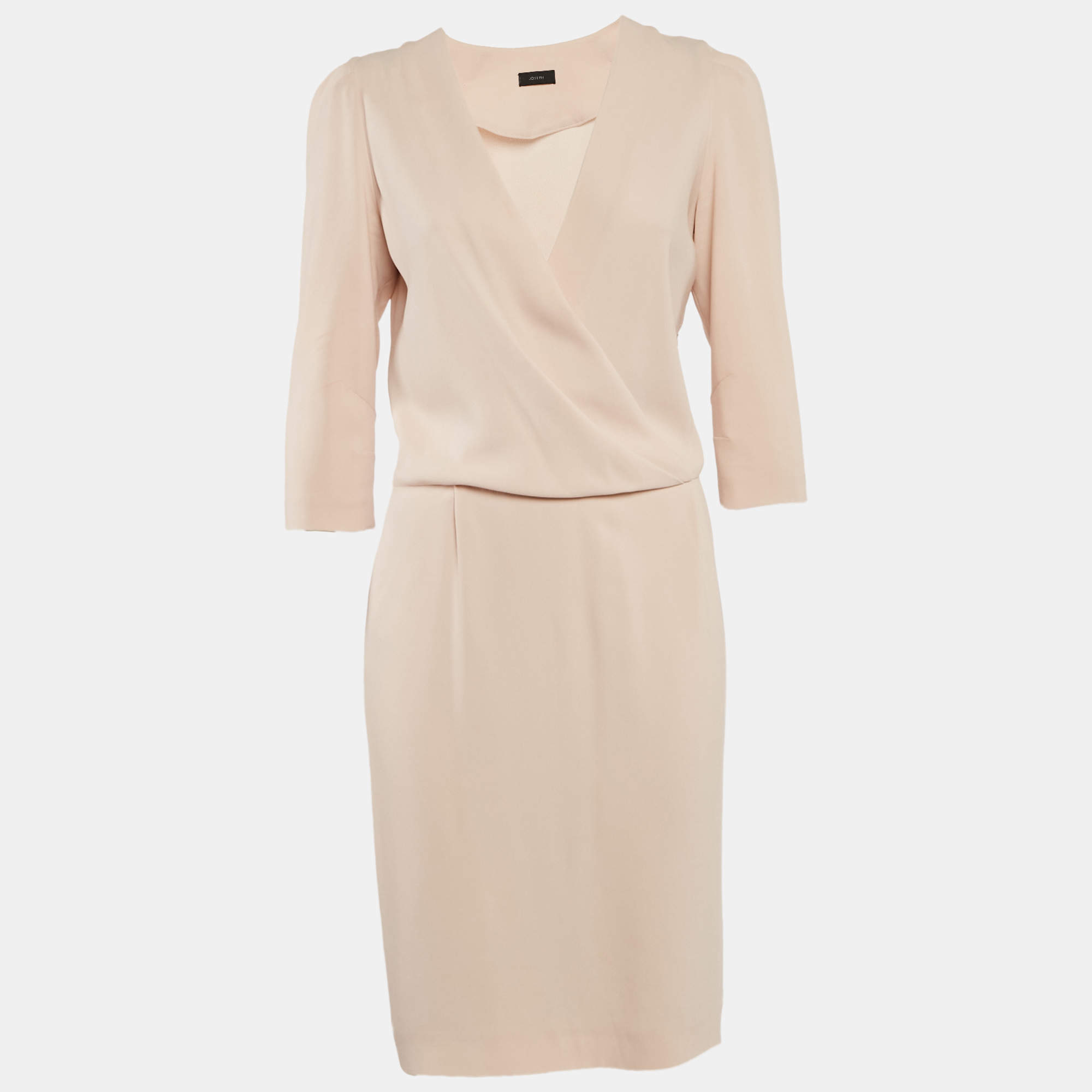 Joseph Beige Crepe V-Neck Short Dress M