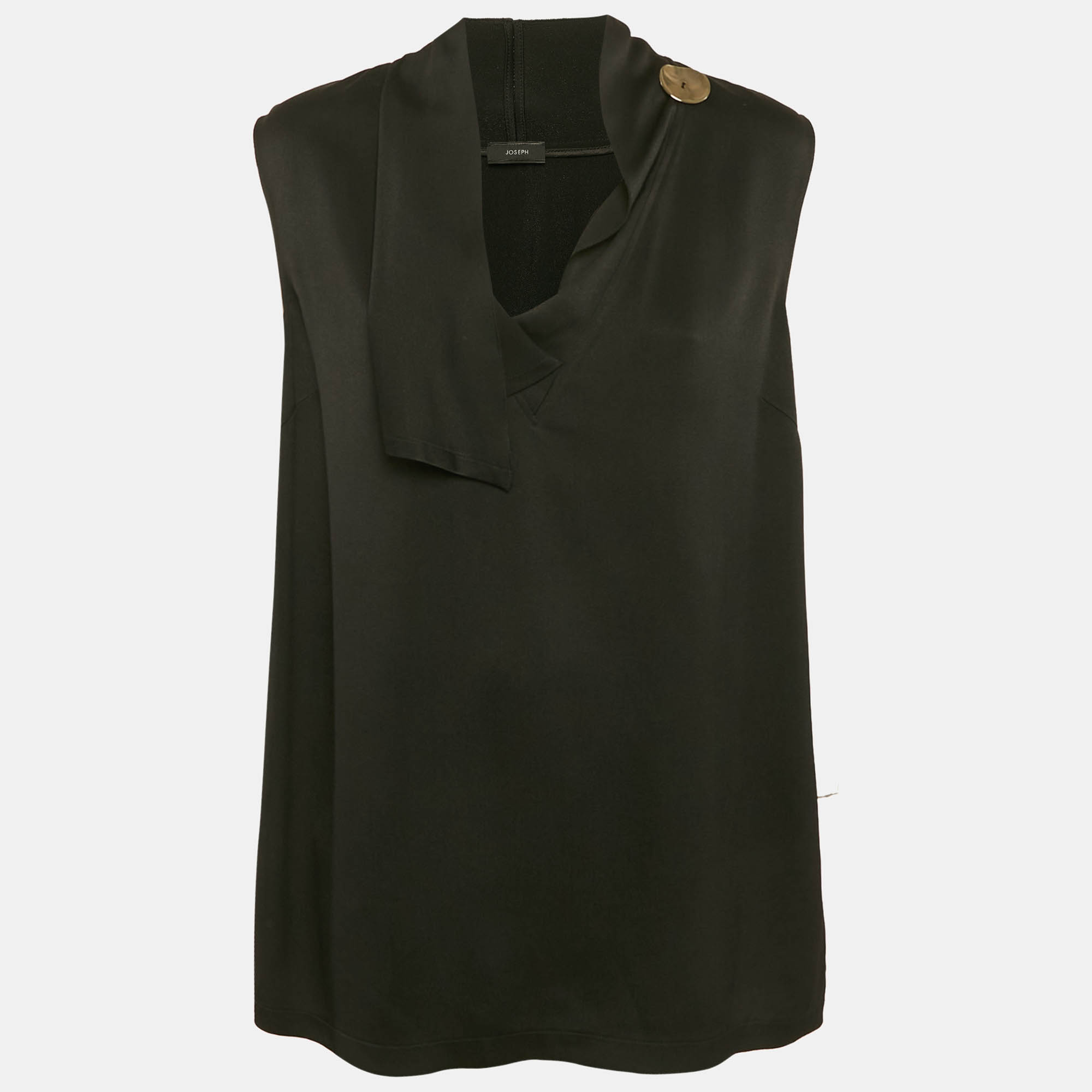 Joseph Black Crepe Metal Detail Sleeveless Top L