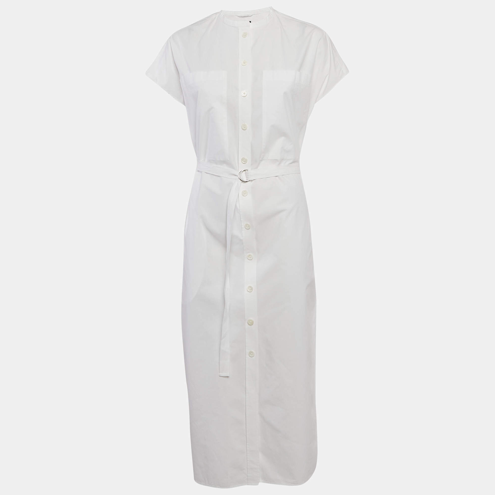مملوكة مسبقًا Joseph White Poplin Button Front Midi Dress M