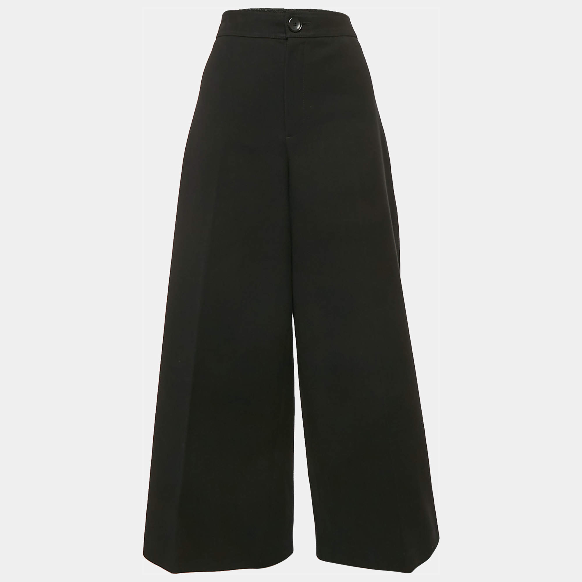 Joseph Black Wool Blend Gabardine Wide Leg Trousers L