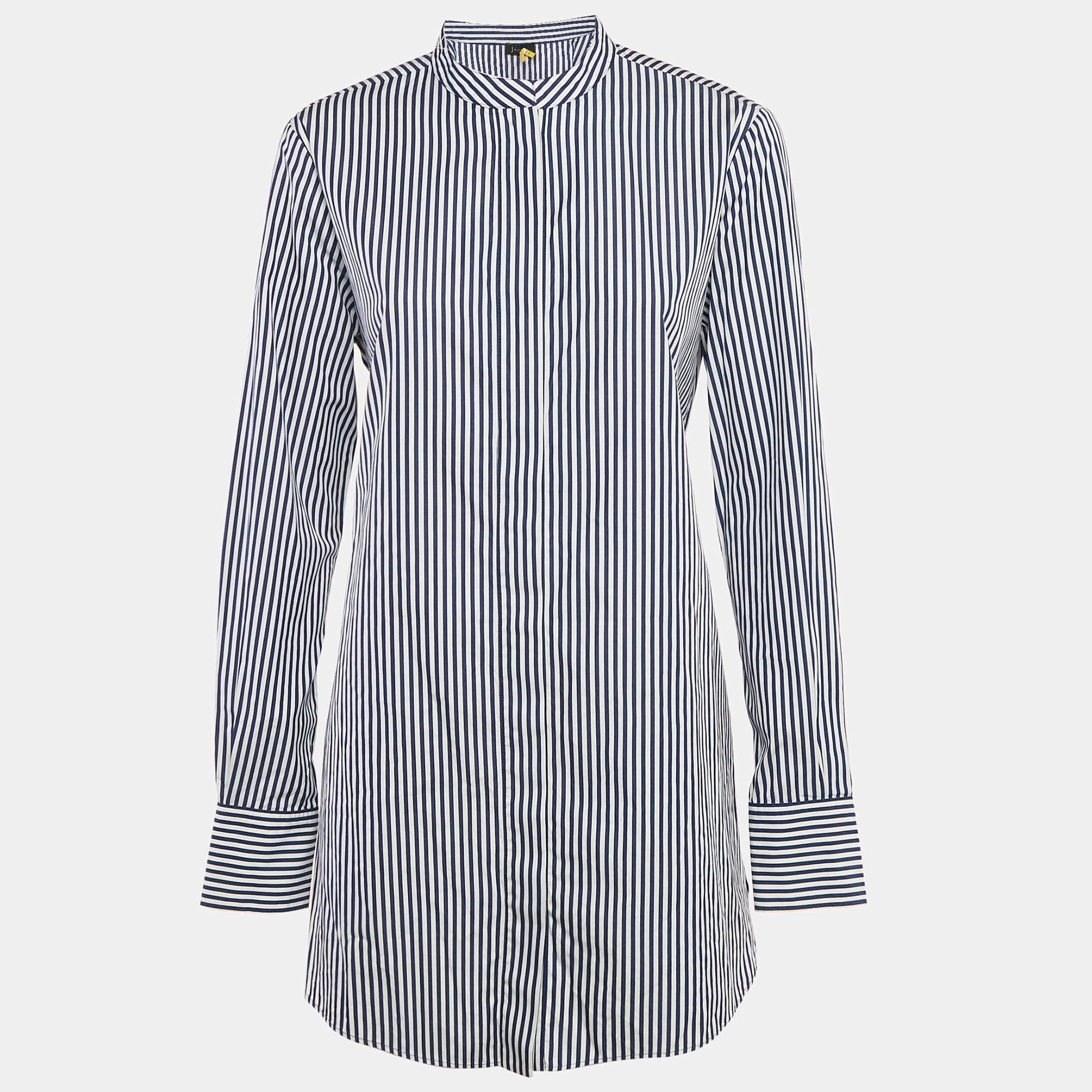Joseph Blue Stripe Cotton Button Front Tie-Up Detail Carla Candy Tunic M