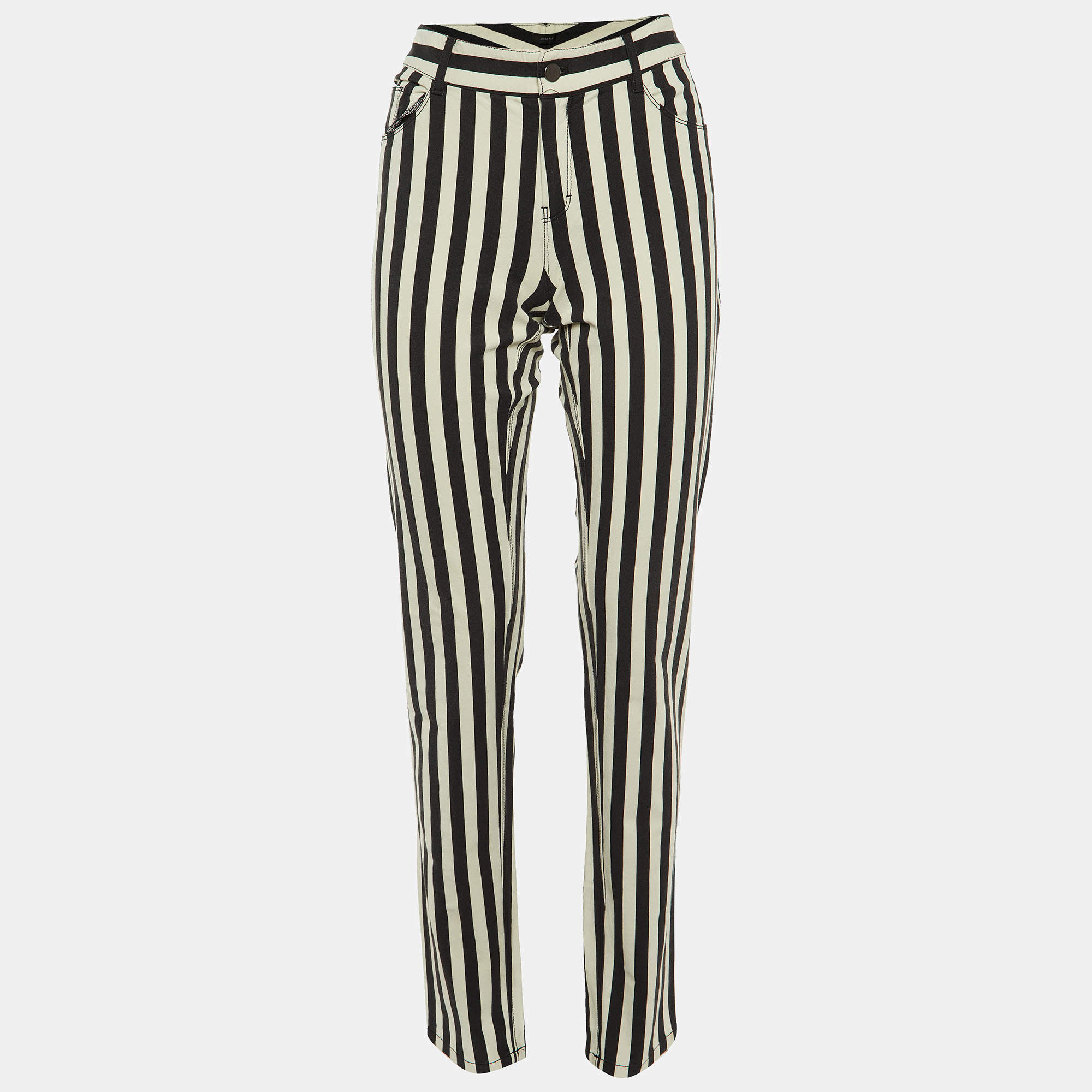 Joseph Monochrome Striped Gabardine Erevan Skinny Trousers L