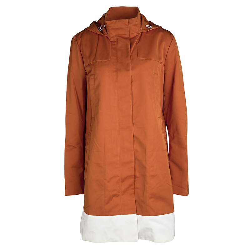 Pre Owned جاكيت جوزيف زيرو تيكنو تافيتا برتقالي بحواف متباينة وهودي L