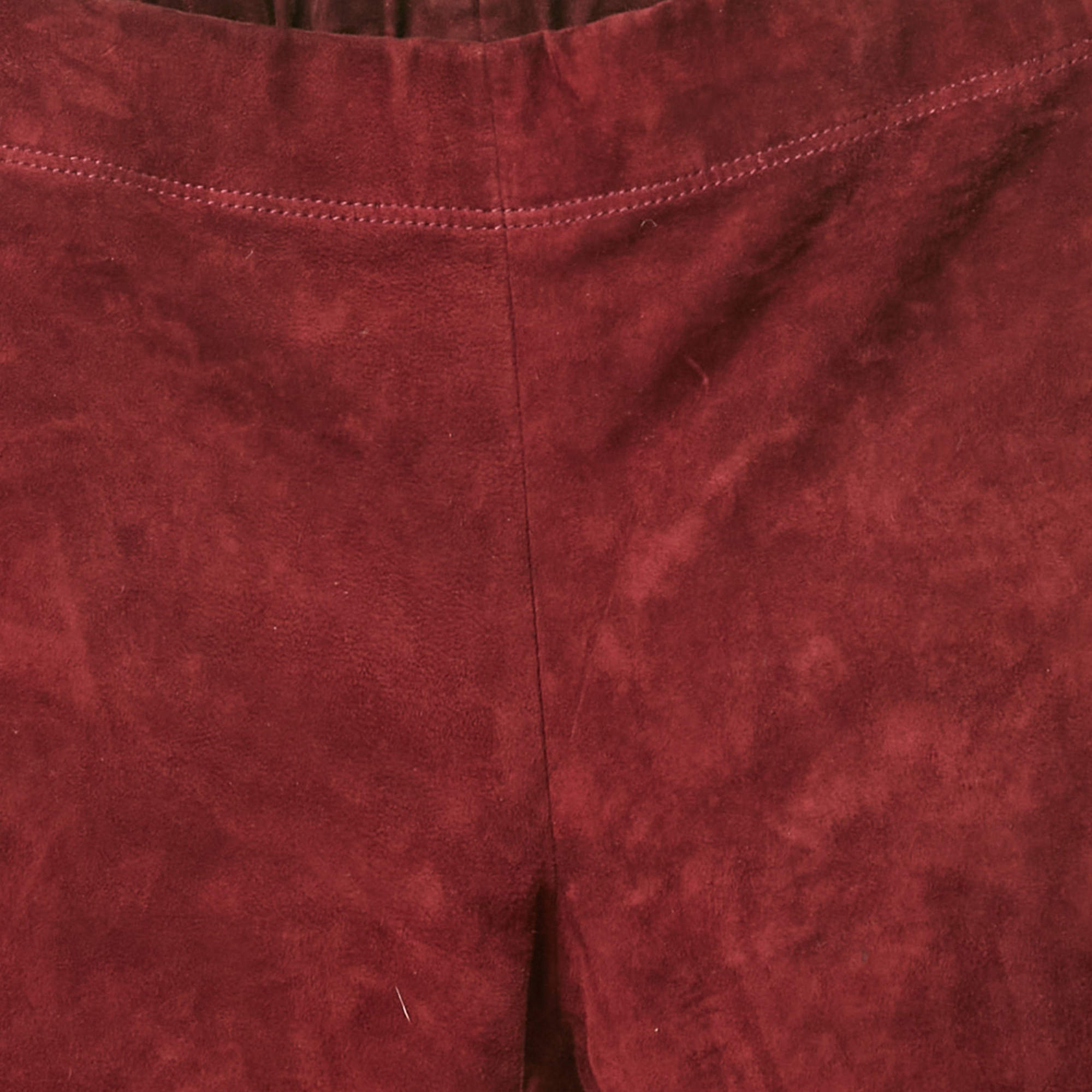 Pre Owned Joseph Burgundy Stretch Suede Legging S