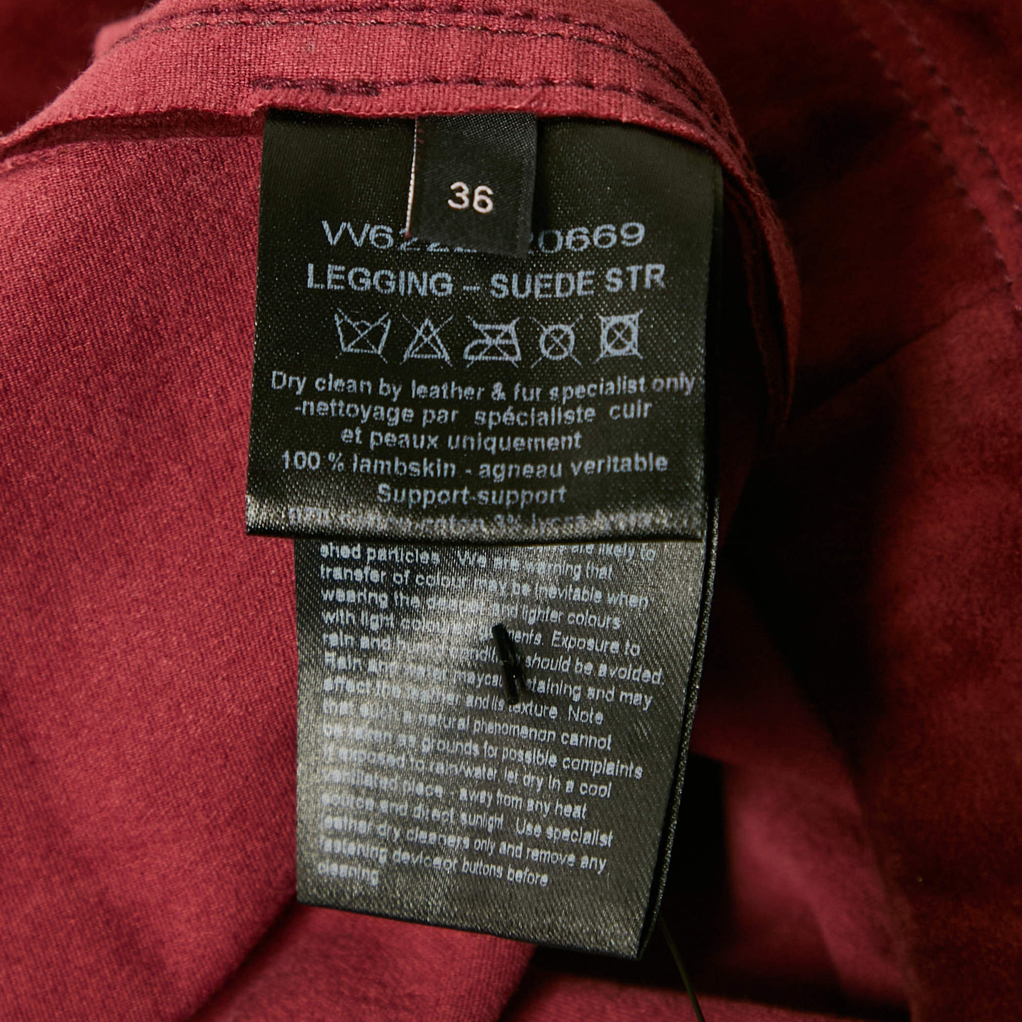 Pre Owned Joseph Burgundy Stretch Suede Legging S