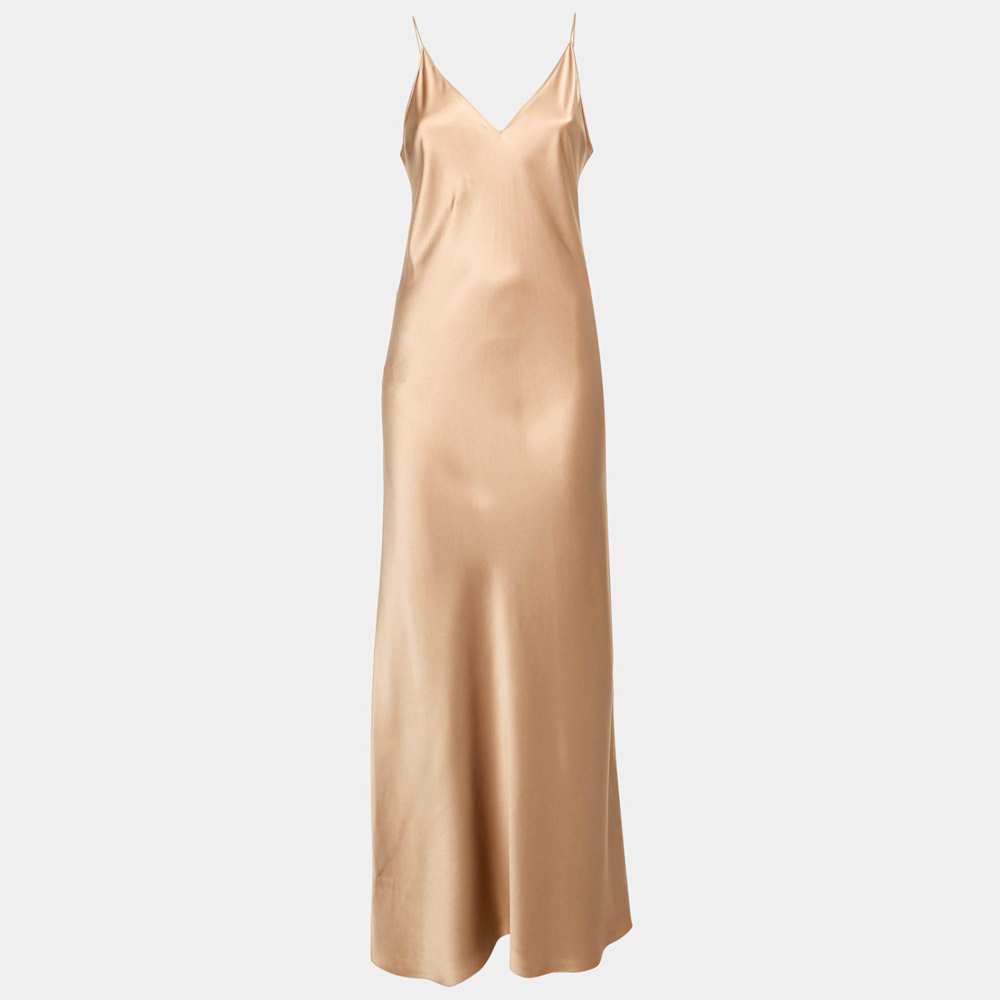 Joseph Beige Satin Silk Clea Long Slip Dress M