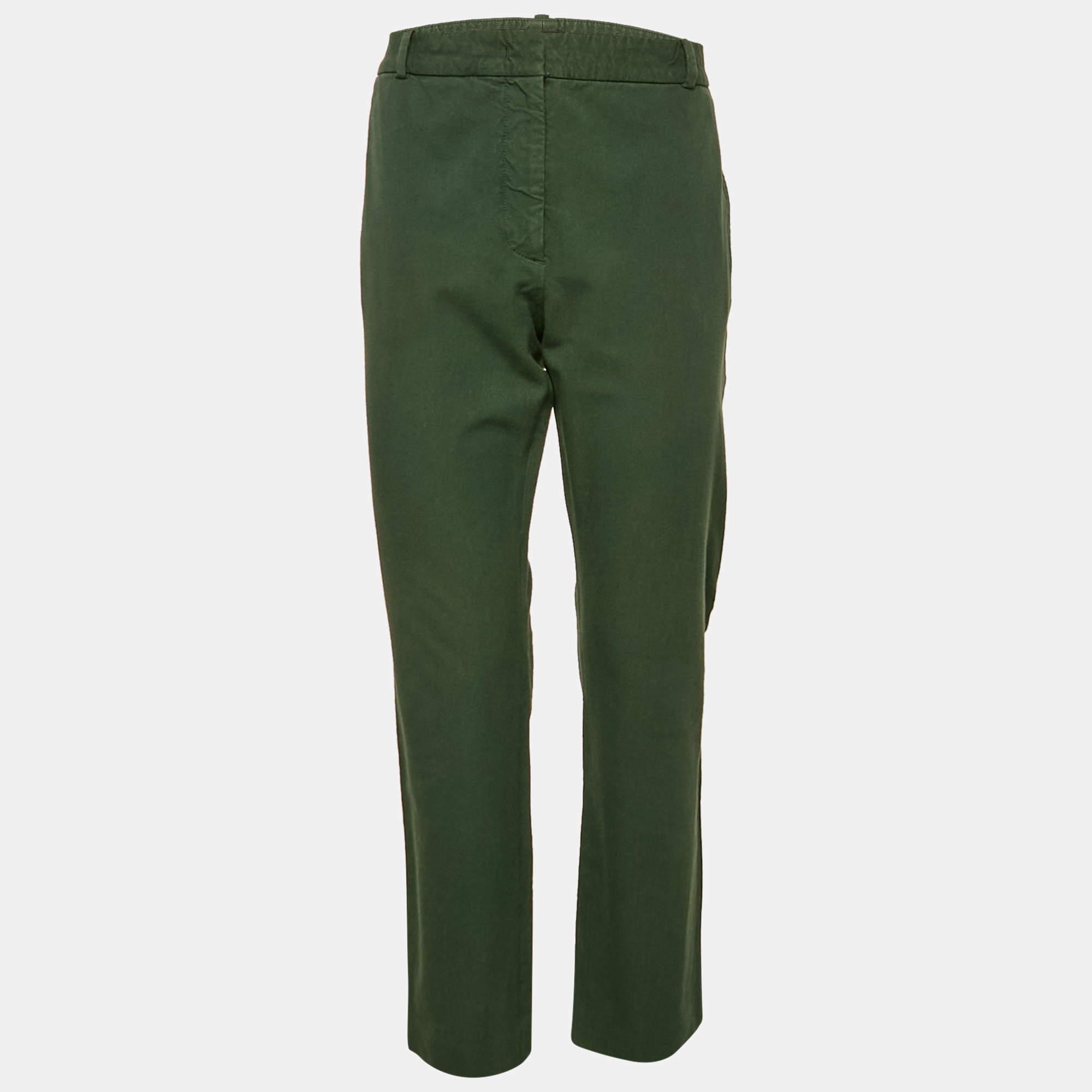 Joseph Dark Green Gabardine Zoom Straight Leg Trousers L