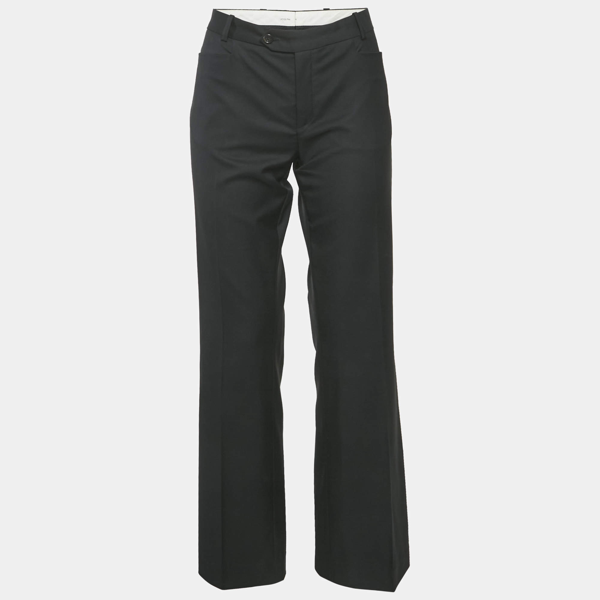 Joseph Black Wool Wide Leg Rocket Super 100 Trousers M