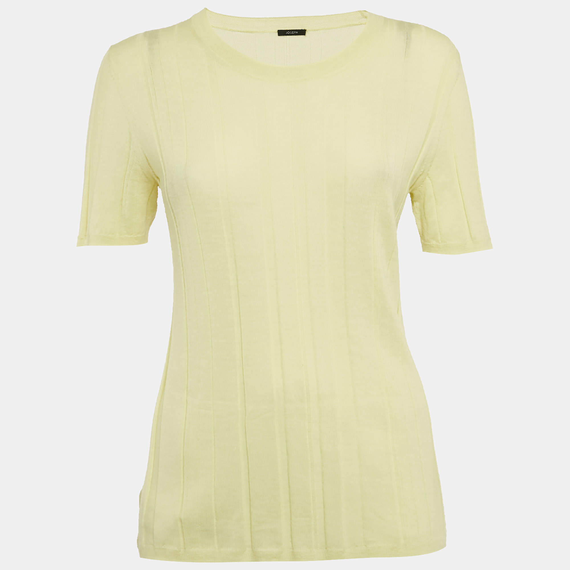 Joseph Yellow Ribbed Merino Wool Knit Jumper S 