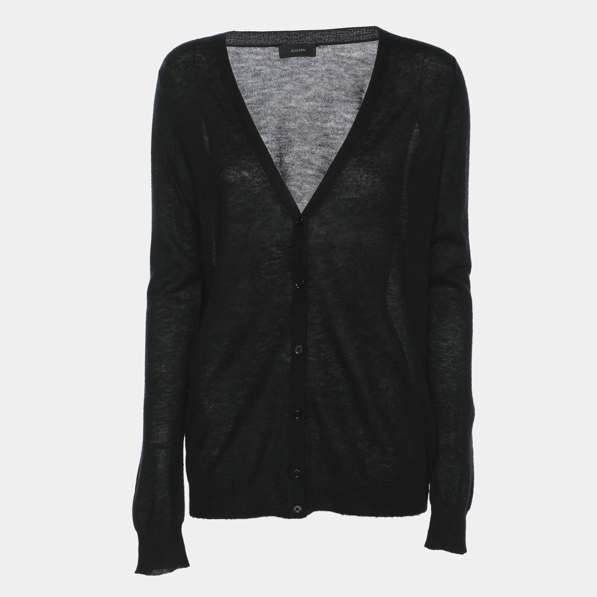Joseph Black Cashmere Knit Button Front Sweater S