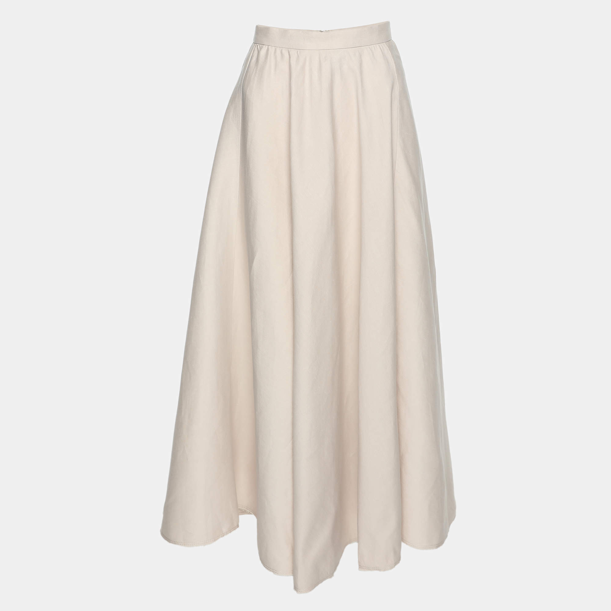 Joseph Beige Linen Blend Midi Skirt S