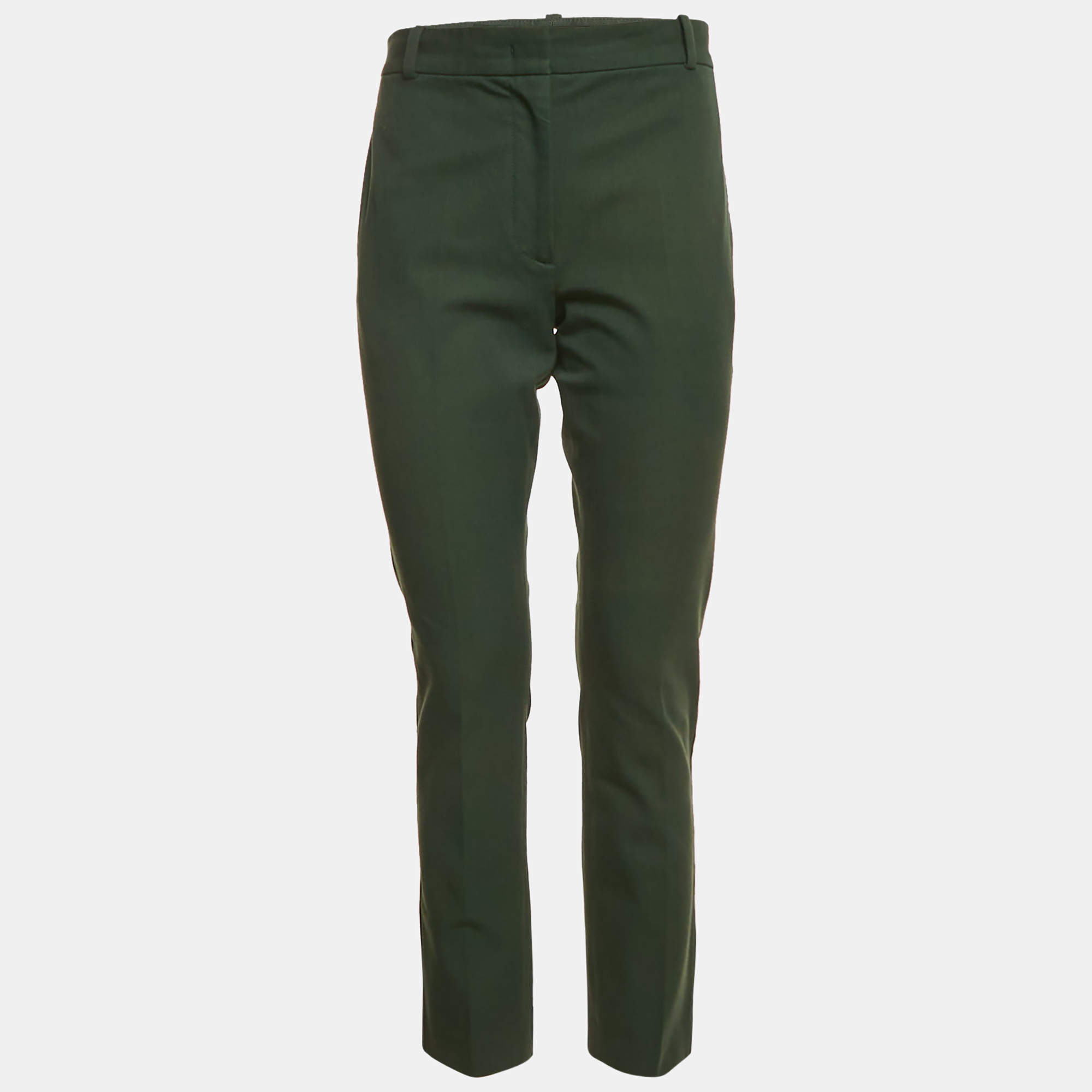 Pre Owned Joseph Dark Green Cotton Blend Straight Fit Trousers M
