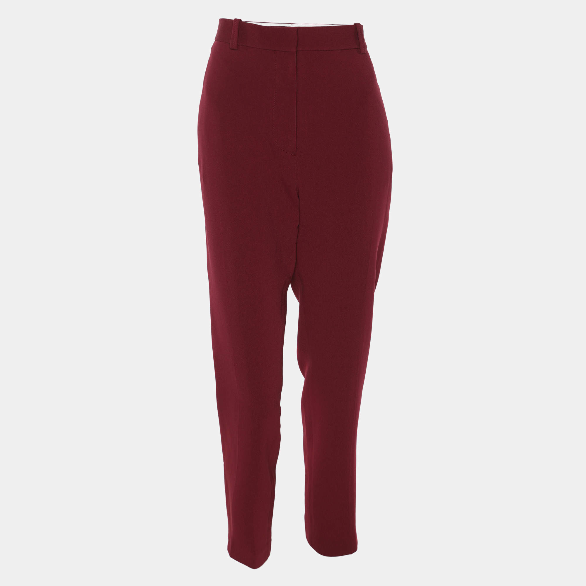 Pre Owned Joseph Burgundy Stretch Crepe Trousers M