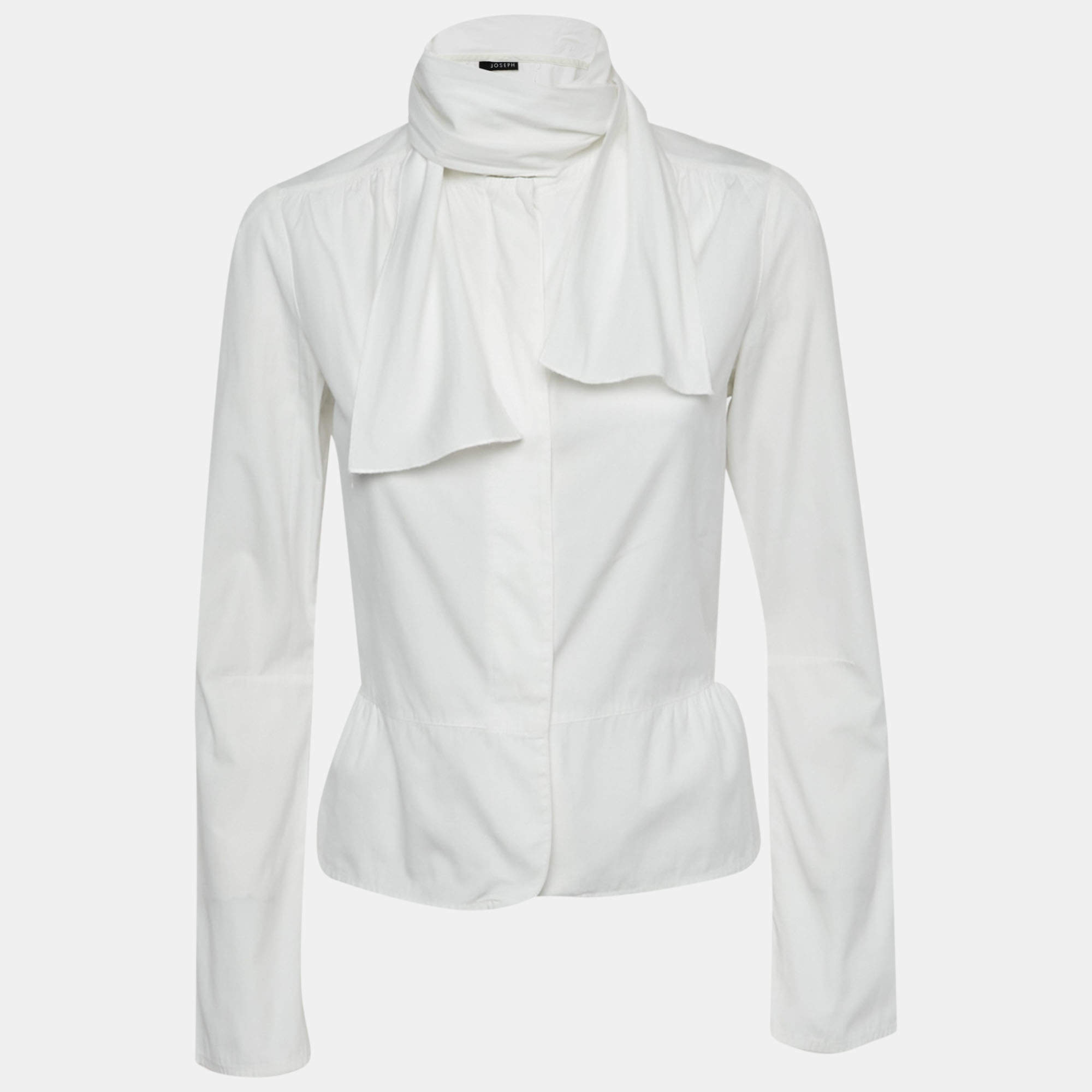 Pre Owned Joseph White Cotton Neck Tie Detail Shirt M