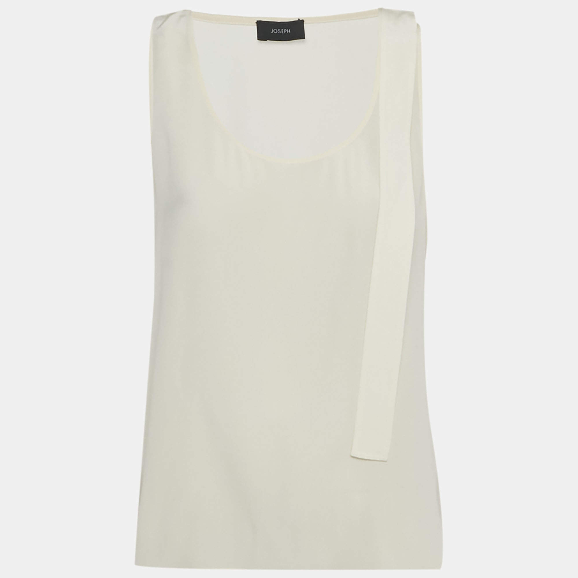 Pre Owned Joseph Beige Silk Tie Detail Sheer Sleeveless Top M 