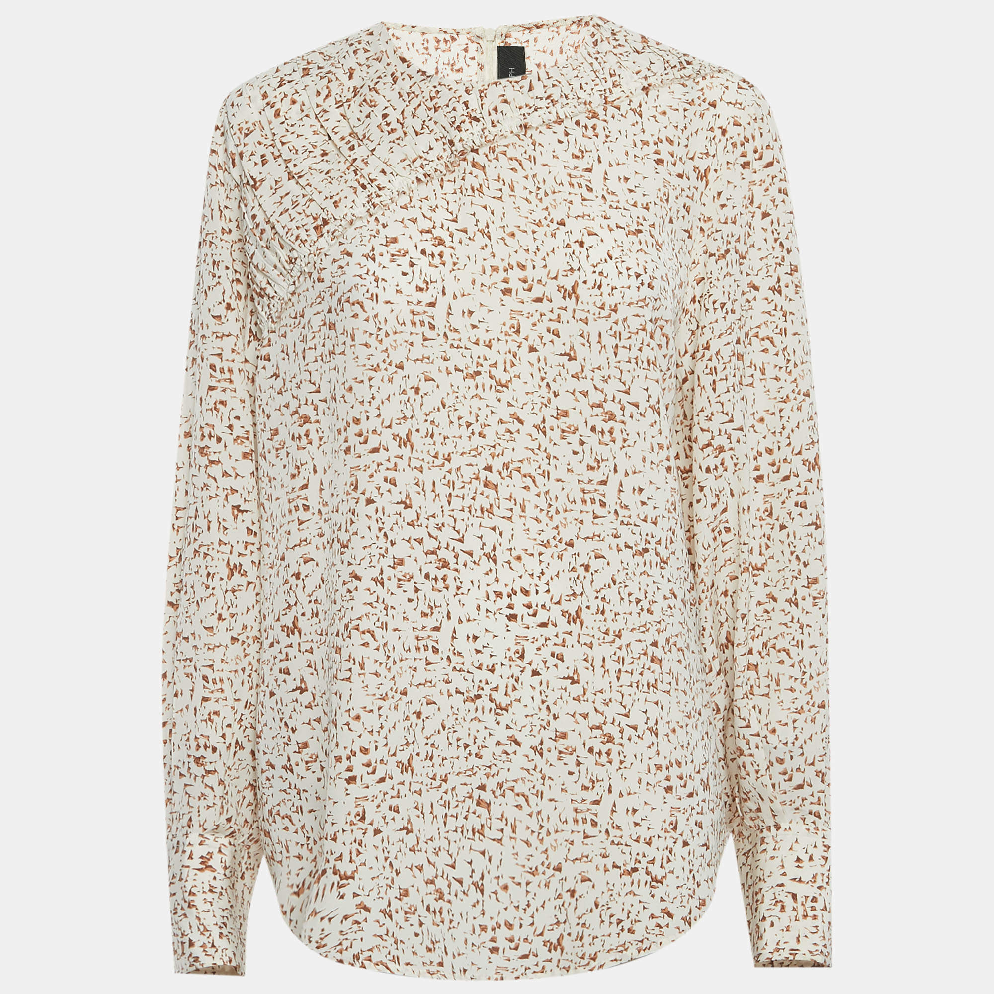 Pre Owned Joseph Beige Printed Silk Blouse L
