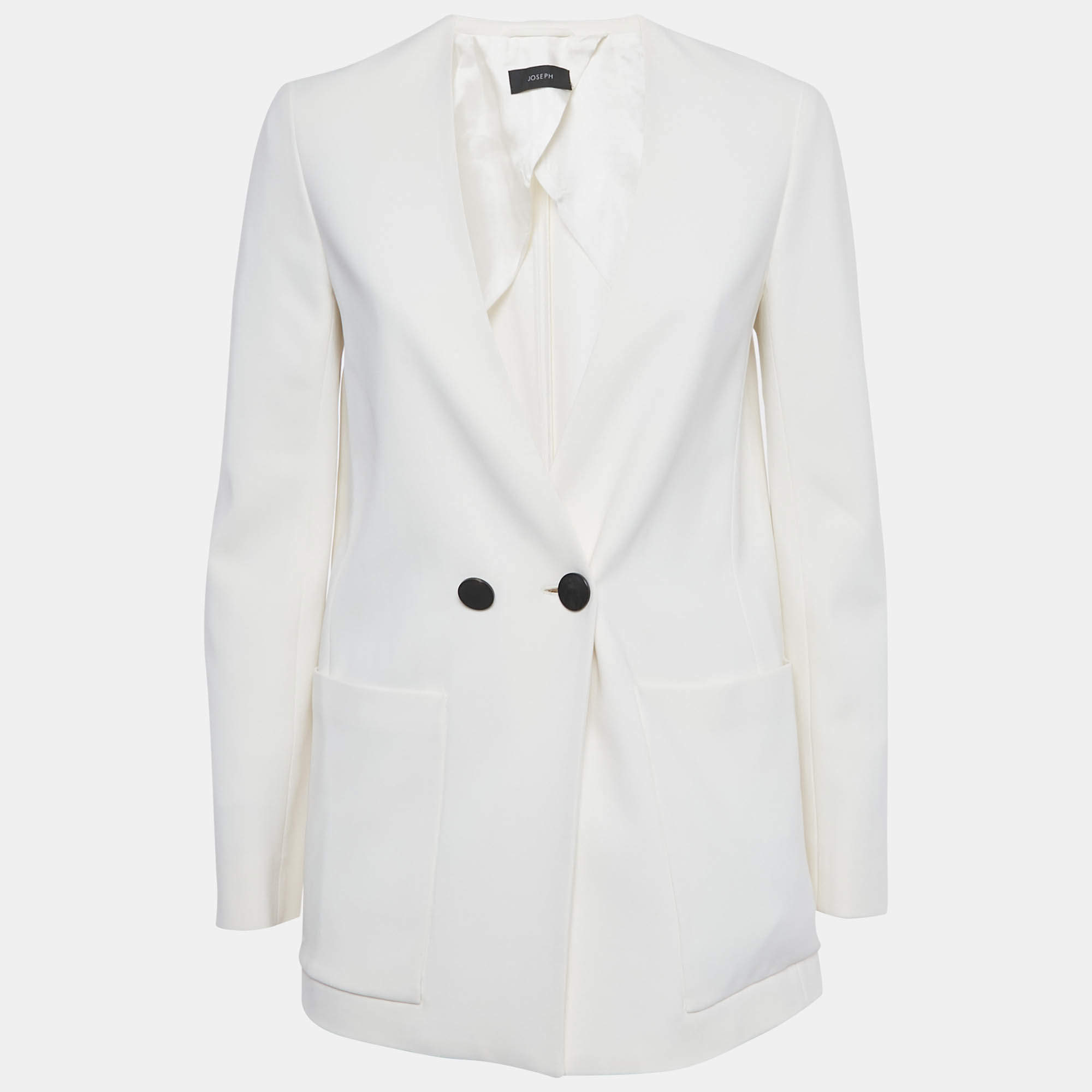 Pre Owned Joseph White Crepe Double Breasted Lambert Blazer S