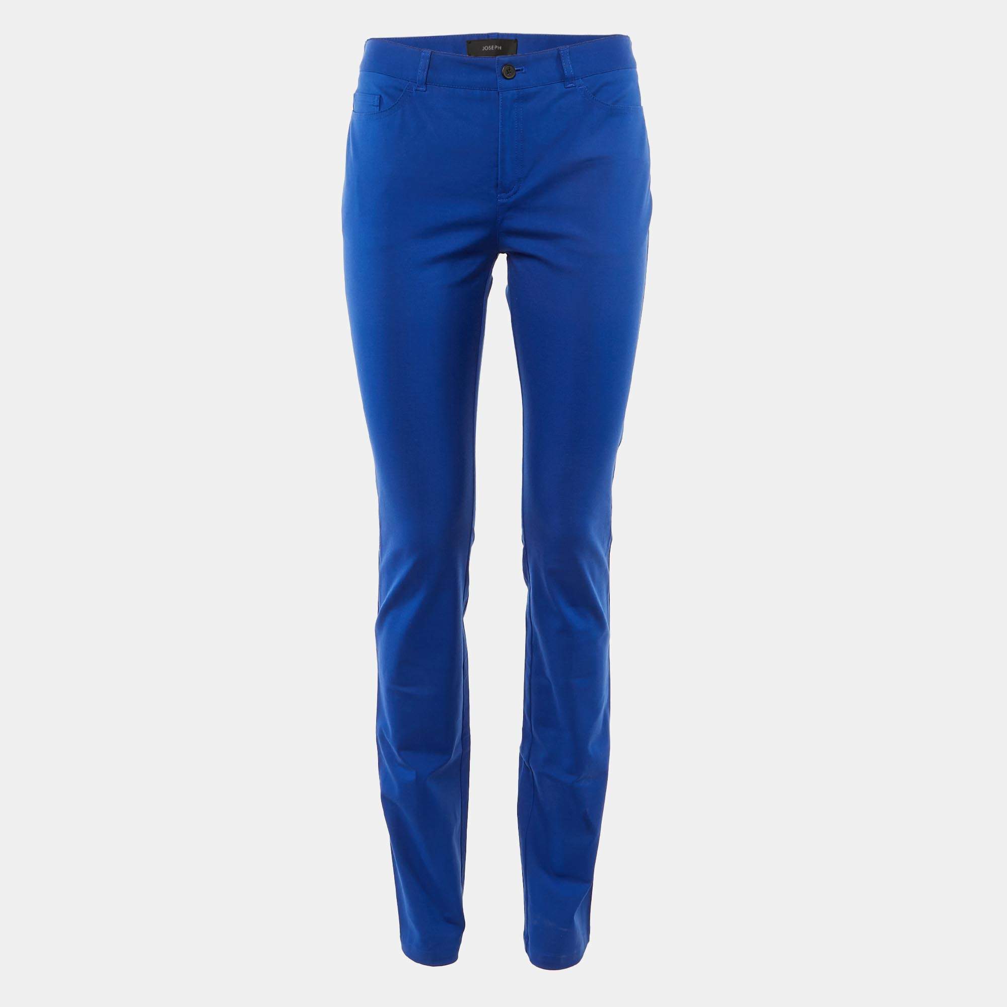 Pre Owned Joseph Blue Cotton Blend Slim Fit Trousers M