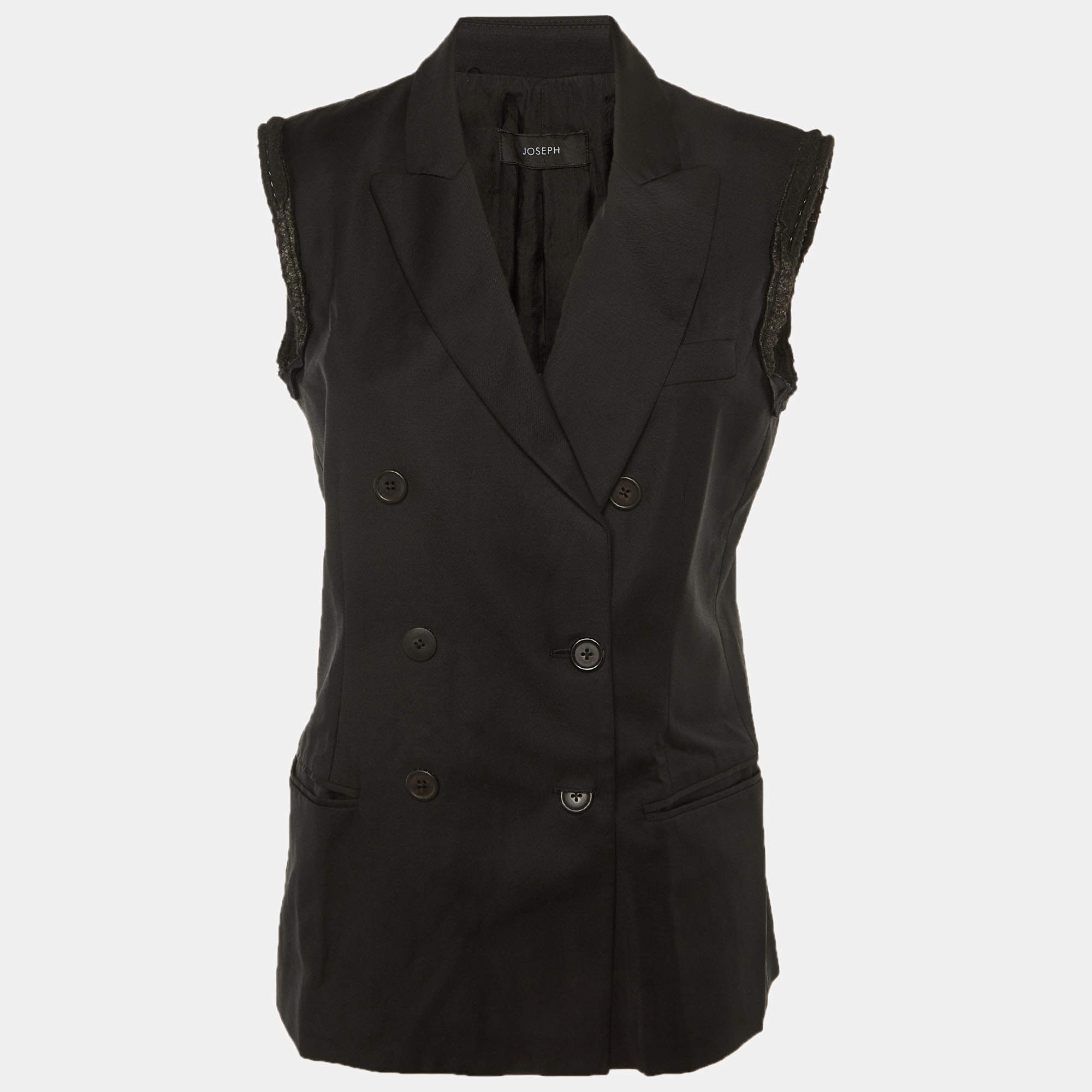 Pre Owned Joseph Black Wool Double Breasted Vest Blazer L