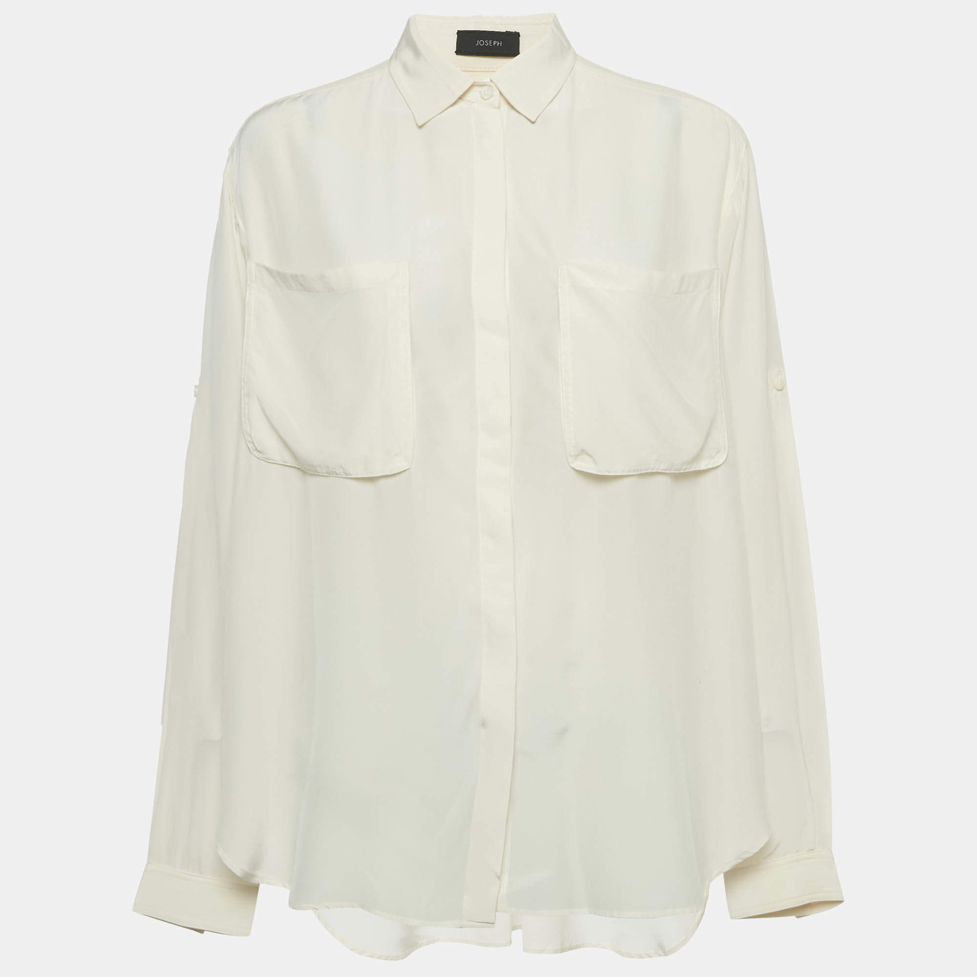 مملوكة مسبقًا قميص جوزيف جوانا كريب أوف وايت بأكمام طويلة مقاس متوسط (ميديام)