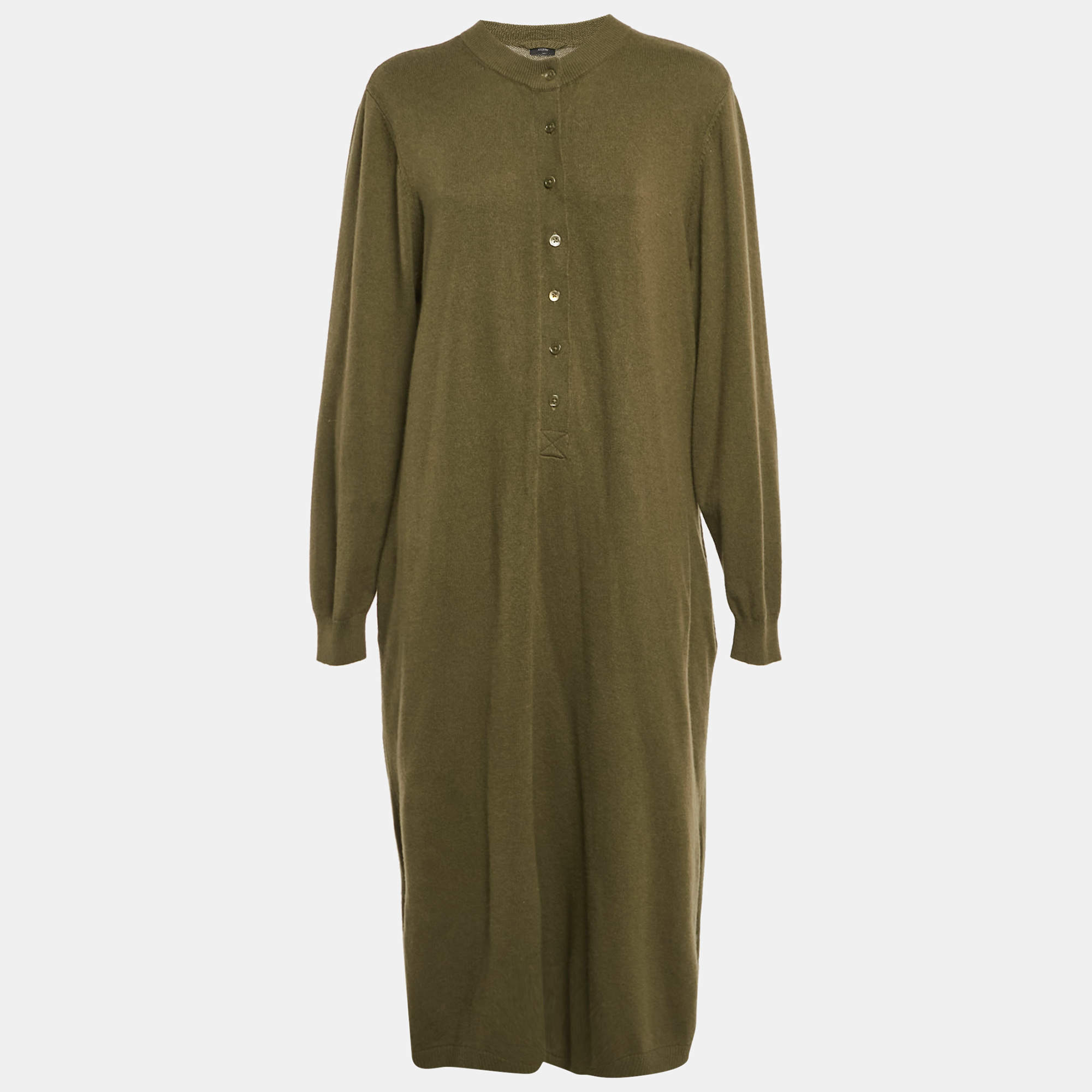 Pre Owned فستان جوزيف أخضر كشمير محبوك طويل كبير جدًا (إكس لارج)