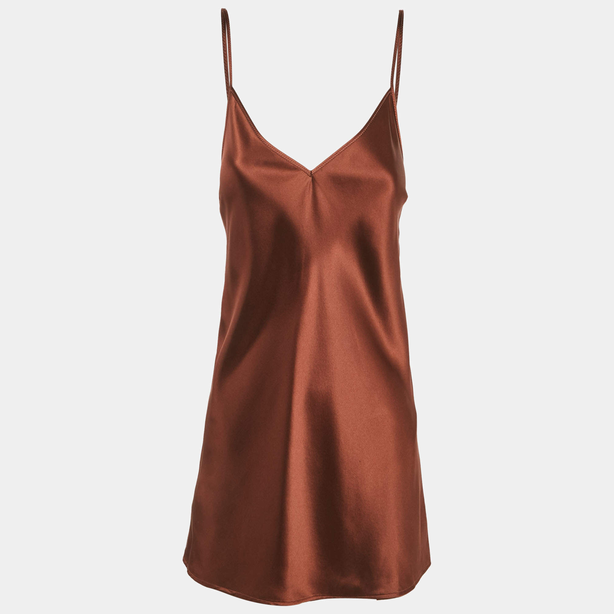 Pre Owned توب يوسف حرير بني ساتان كليا كامي مقاس صغير (سمول)