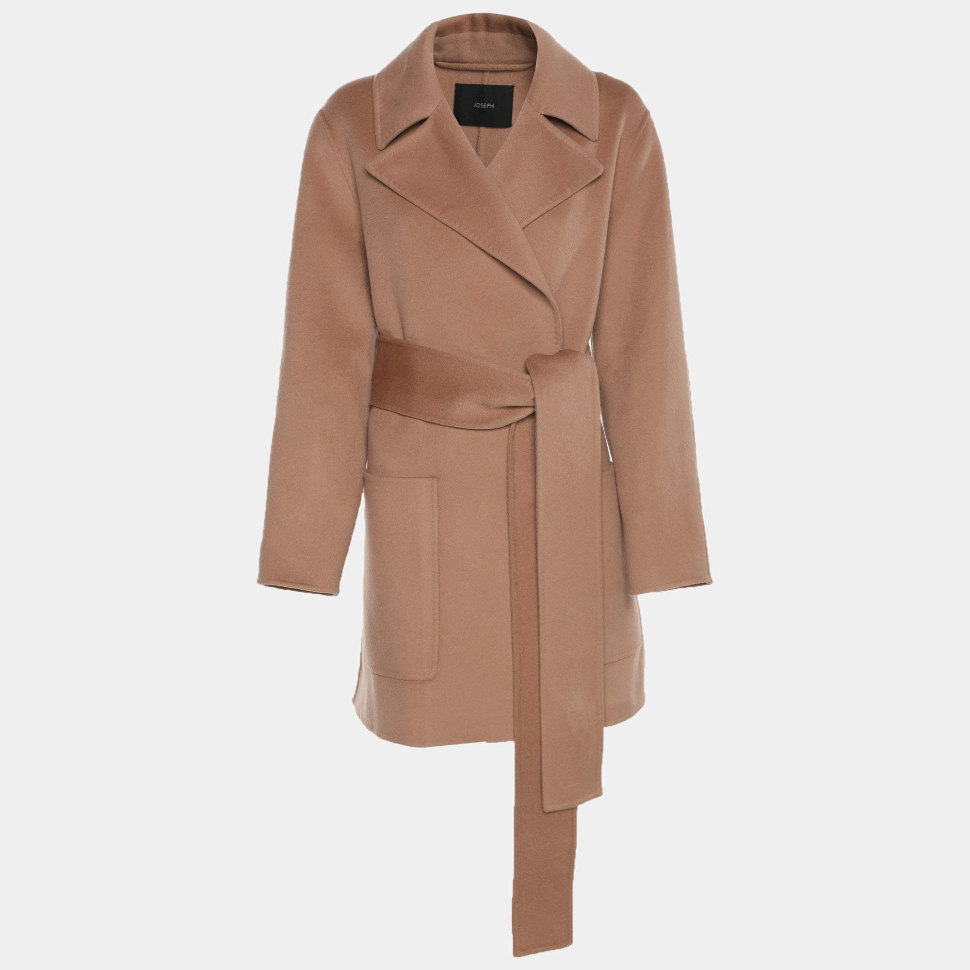 مملوكة مسبقًا Joseph Dusty Pink Wool and Cashmere Belted Mid Length Coat S