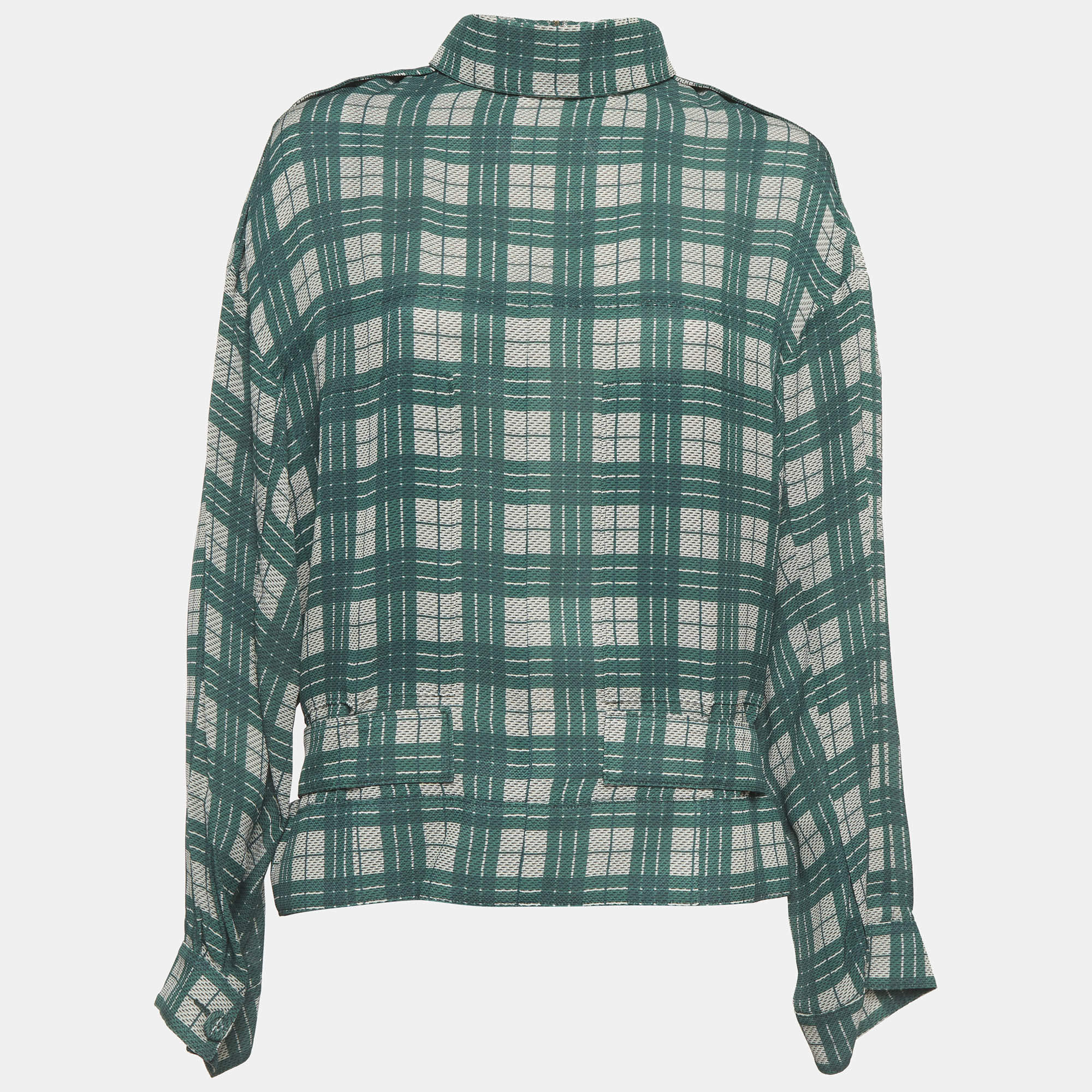 مملوكة مسبقًا Joseph Green Canvas Check Silk  Royce Jacket M