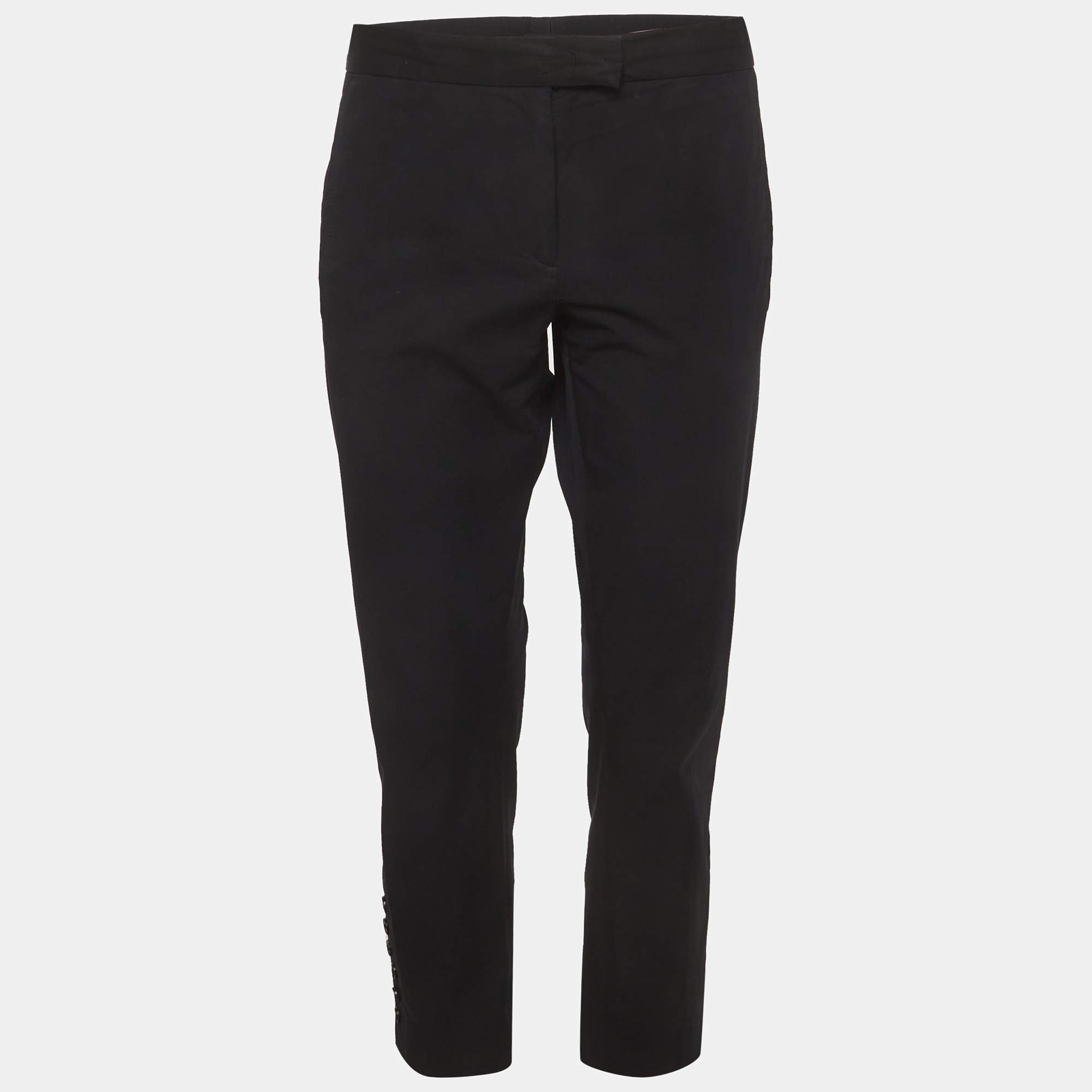 Pre Owned Joseph Black Stretch Cotton Regular Fit Finley Trousers L 