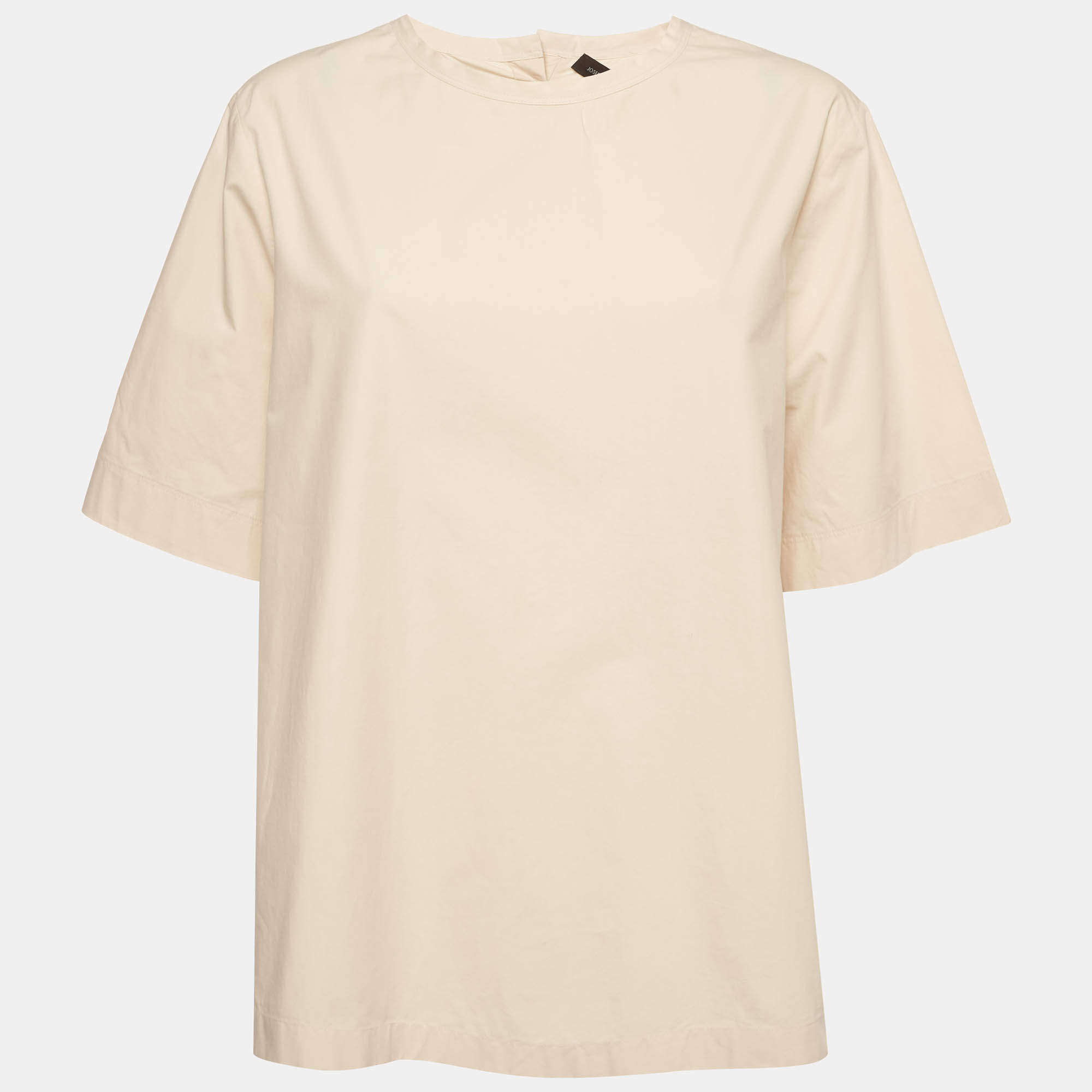 Pre Owned Joseph Beige Poplin Crewneck Foley Tunic Top L