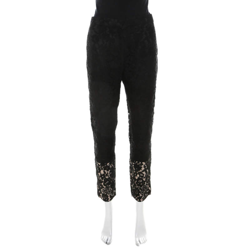 Joseph Black Lace Straight Leg Lennox Trousers L 