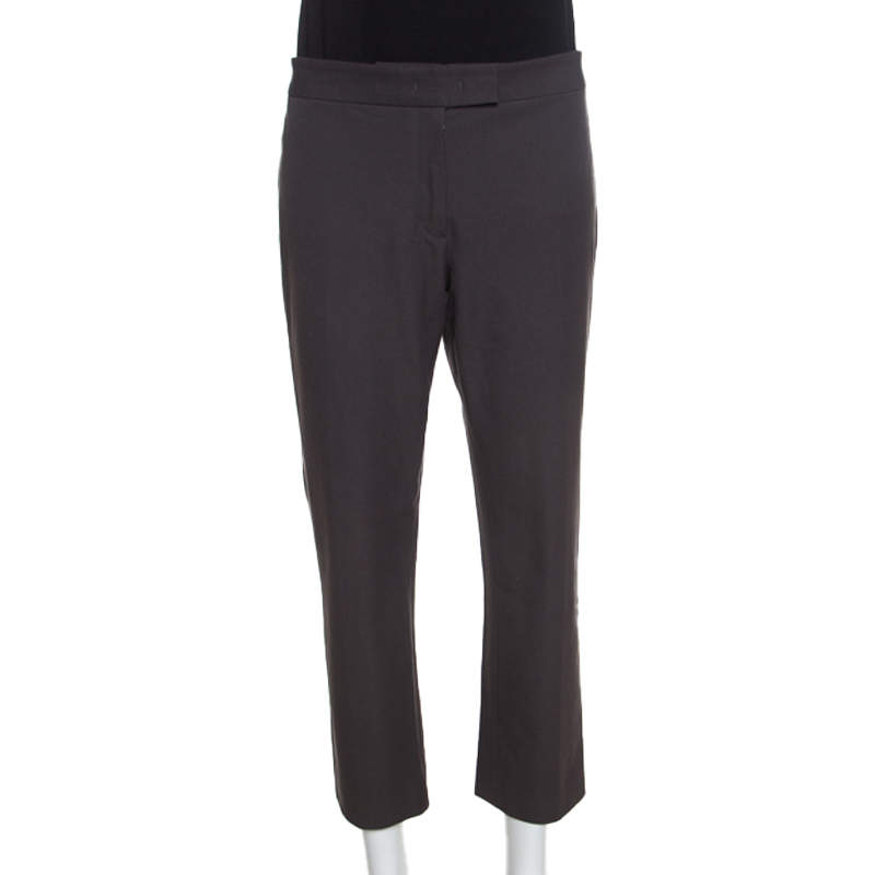 Pre Owned Joseph Grey Stretch Gabardine Queen Cropped Pants L