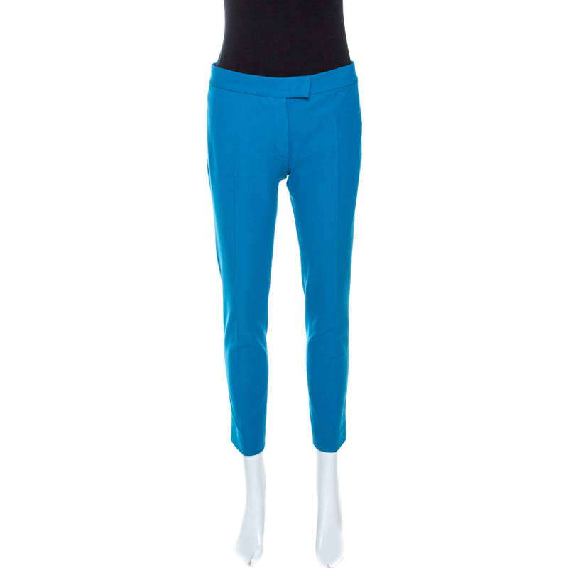 Pre Owned Joseph Blue Stretch Gabardine Cropped Queen Pants S