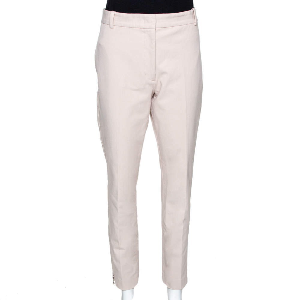 Pre Owned Joseph Ecru Stretch Gabardine Cropped Zoomy Trousers L