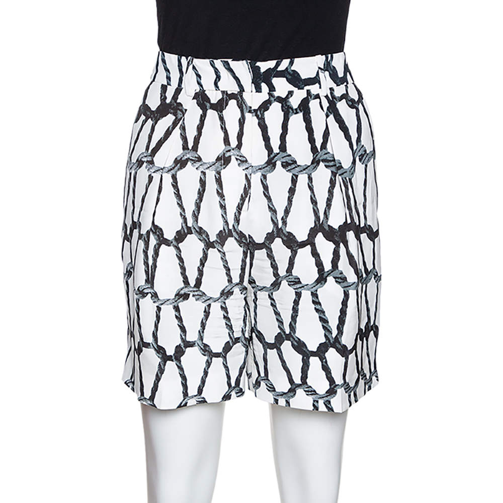 Joseph Monochrome Rope Printed Silk Shorts M 