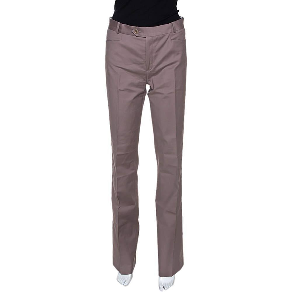 Pre Owned Joseph Taupe Stretch Cotton Straight Leg Pants M