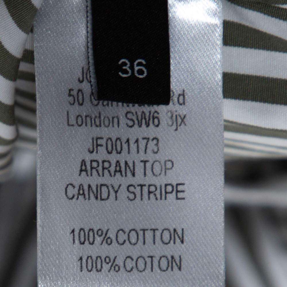 Pre Owned Joseph Sage Green Candy Striped Cotton Arran Wrap Top S