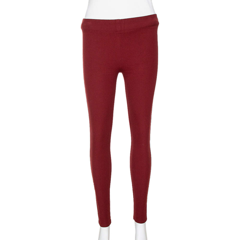 Joseph Burgundy Stretch Gabardine Leggings S