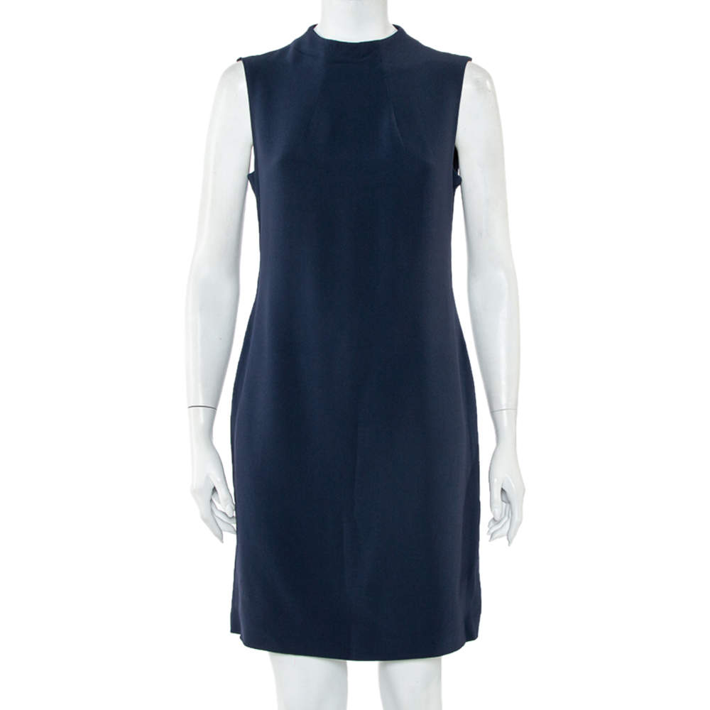 Pre Owned Joseph Navy Blue Fluide Crepe Sleeveless Sammy Dress L
