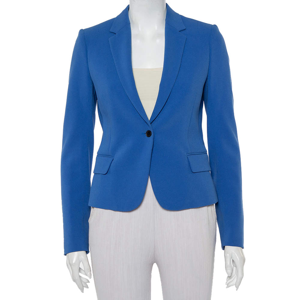 Joseph Blue Crepe Button Front Jazz Blazer S