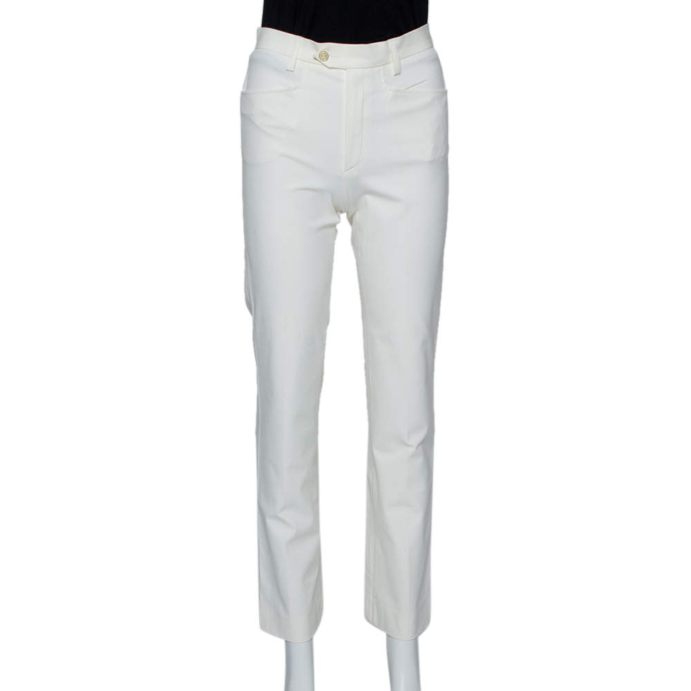 Joseph Cream Stretch Cotton Straight Leg Pants XS