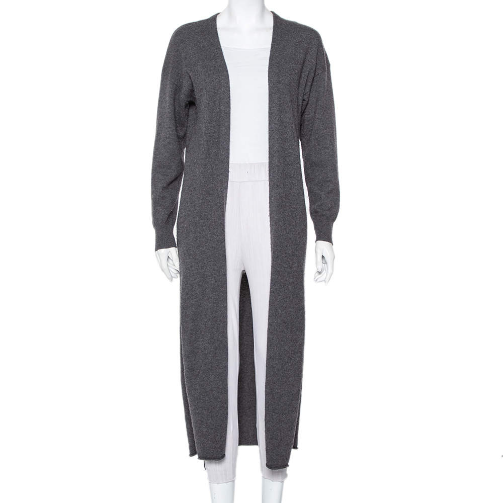 Joseph Dark Grey Cashmere Open Front Long Cardigan M