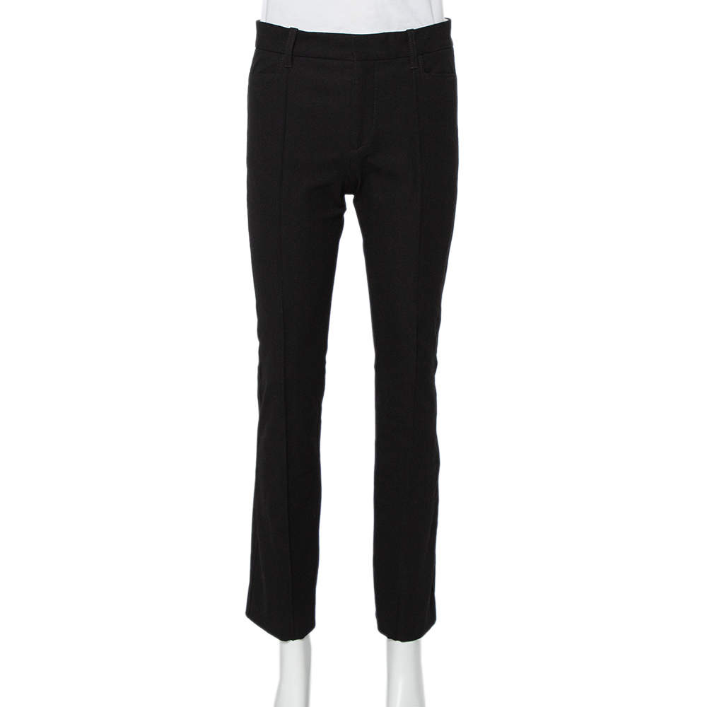 مملوكة مسبقًا Joseph Black Stretch Cotton Paneled Flared Leg Zed Trousers M