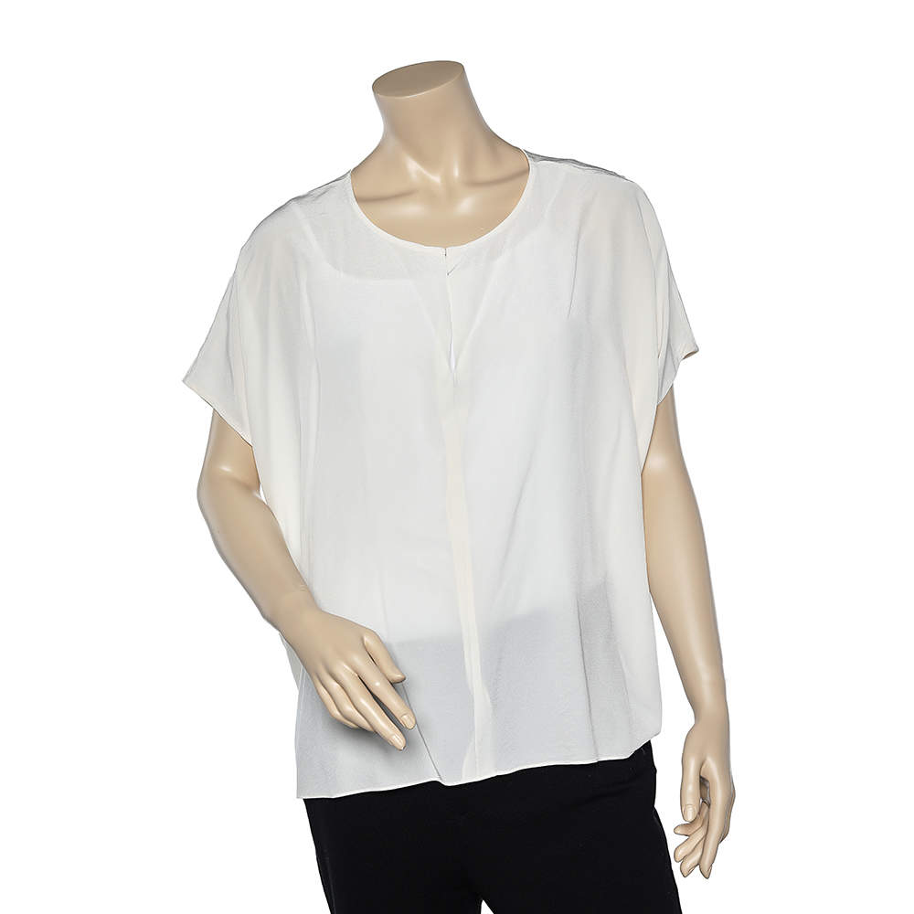 Joseph White Silk Oversized Top M
