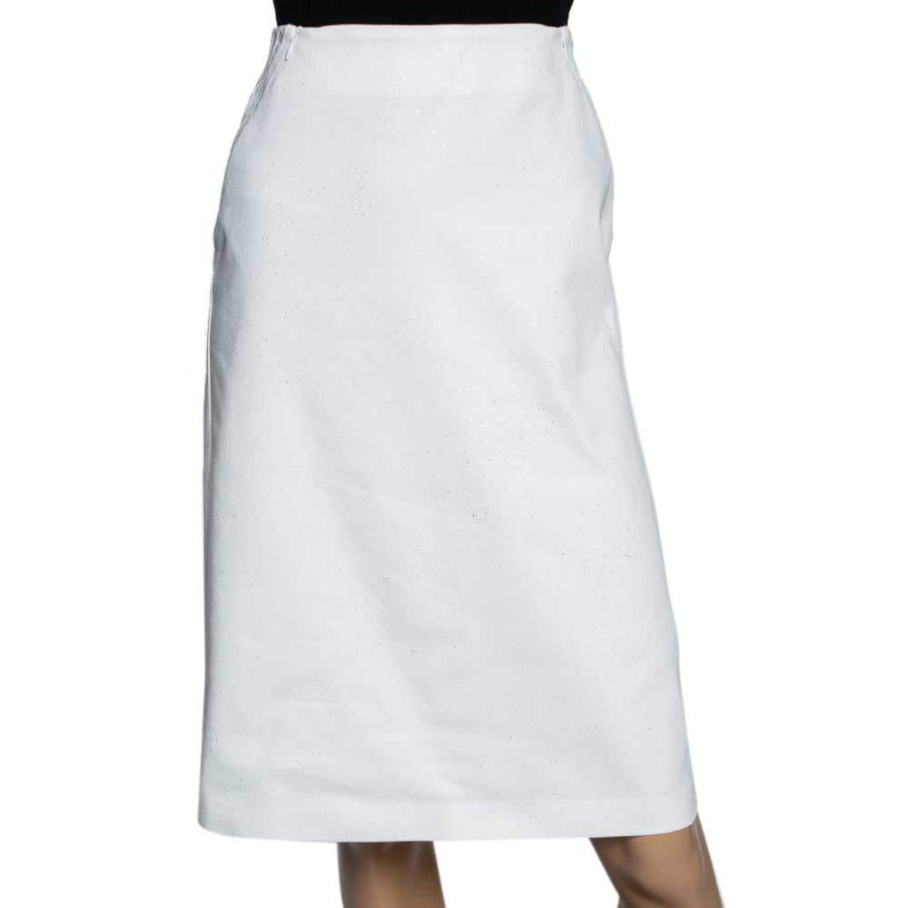 Pre Owned قميص جوزيف قطن أبيض بغليتر بطول الركبة مقاس متوسط - ميديوم