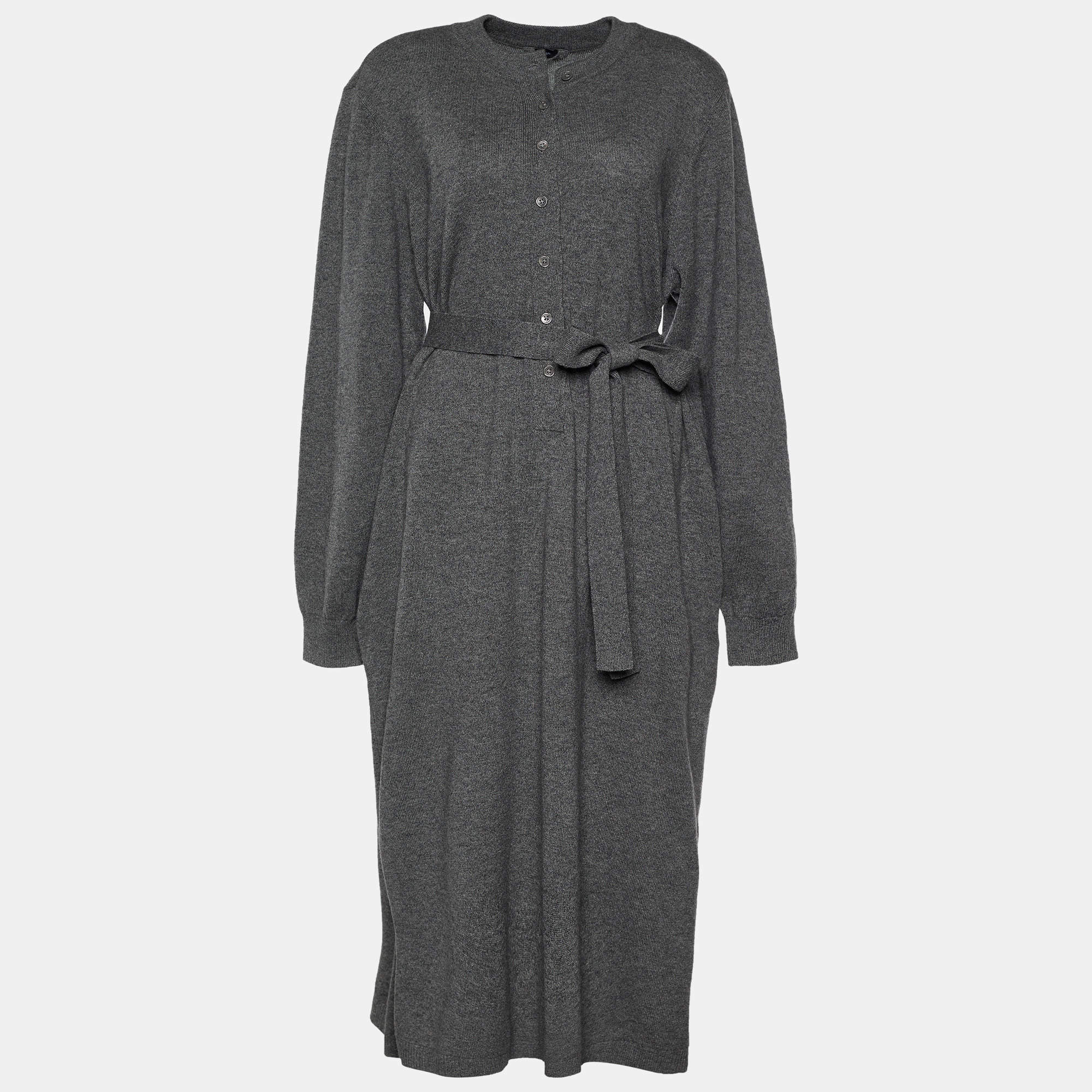 مملوكة مسبقًا Joseph Grey Wool Long Sleeve Dress XL