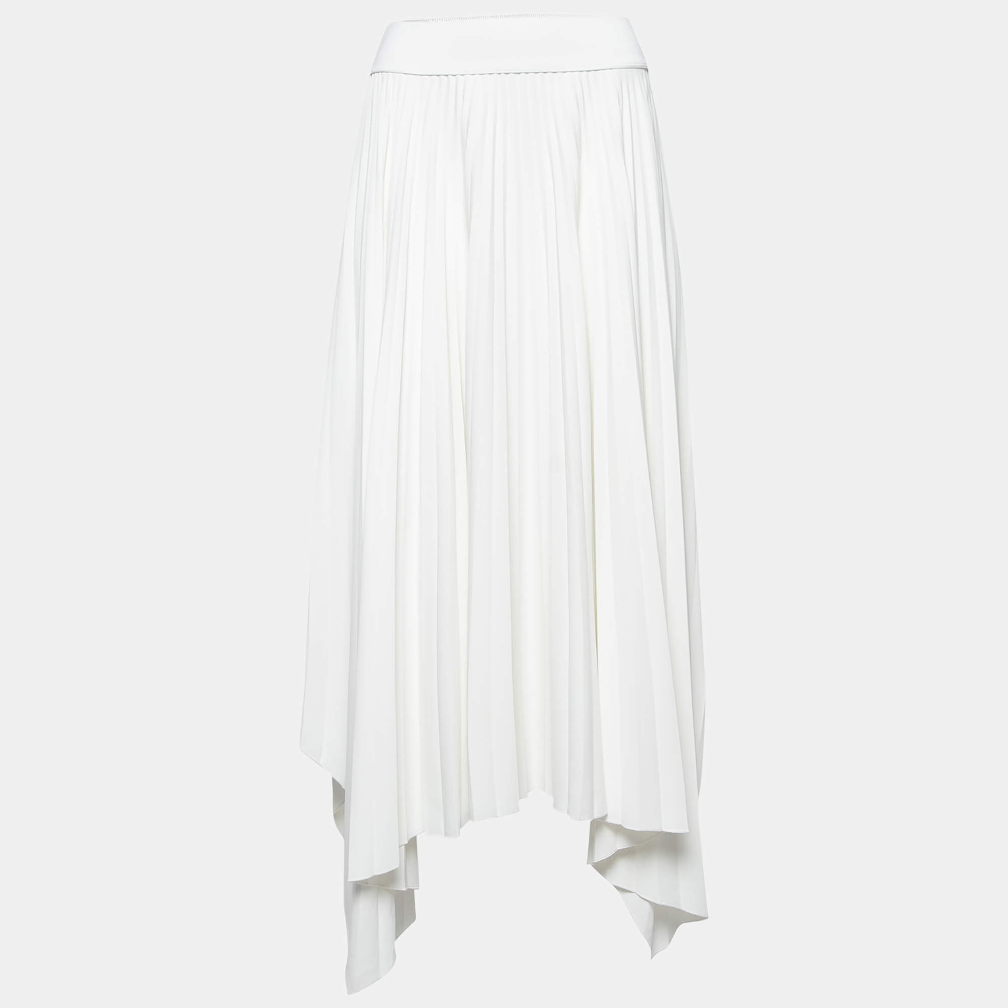 Joseph White Crepe Asymmetric Pleated Skirt M